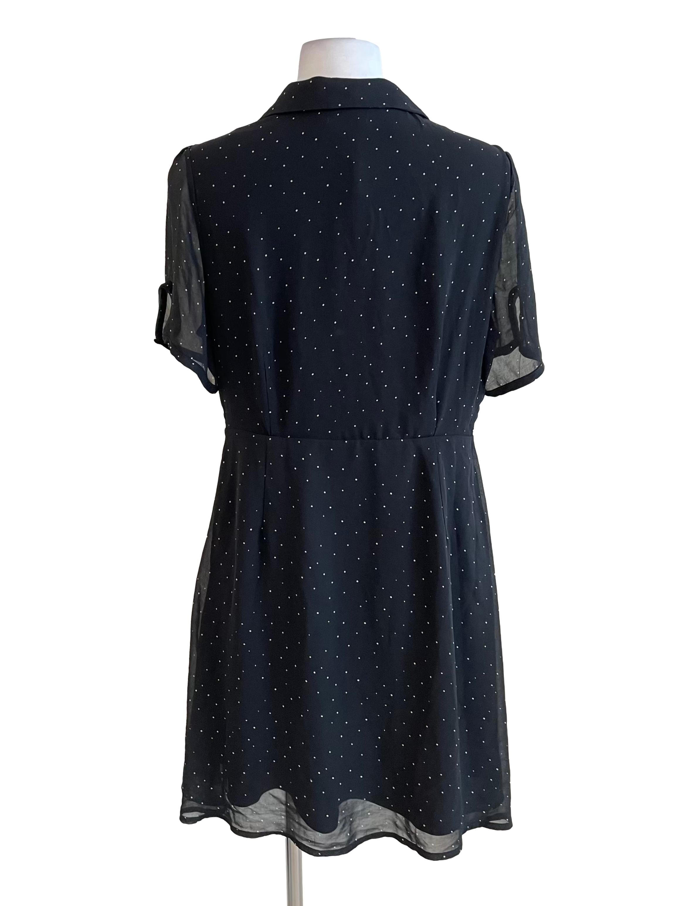 Black Dots Chiffon Shirt Dress