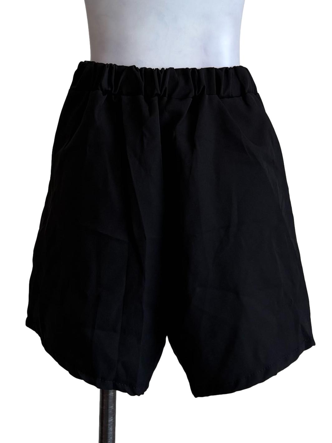 Black Pleated Chino Shorts