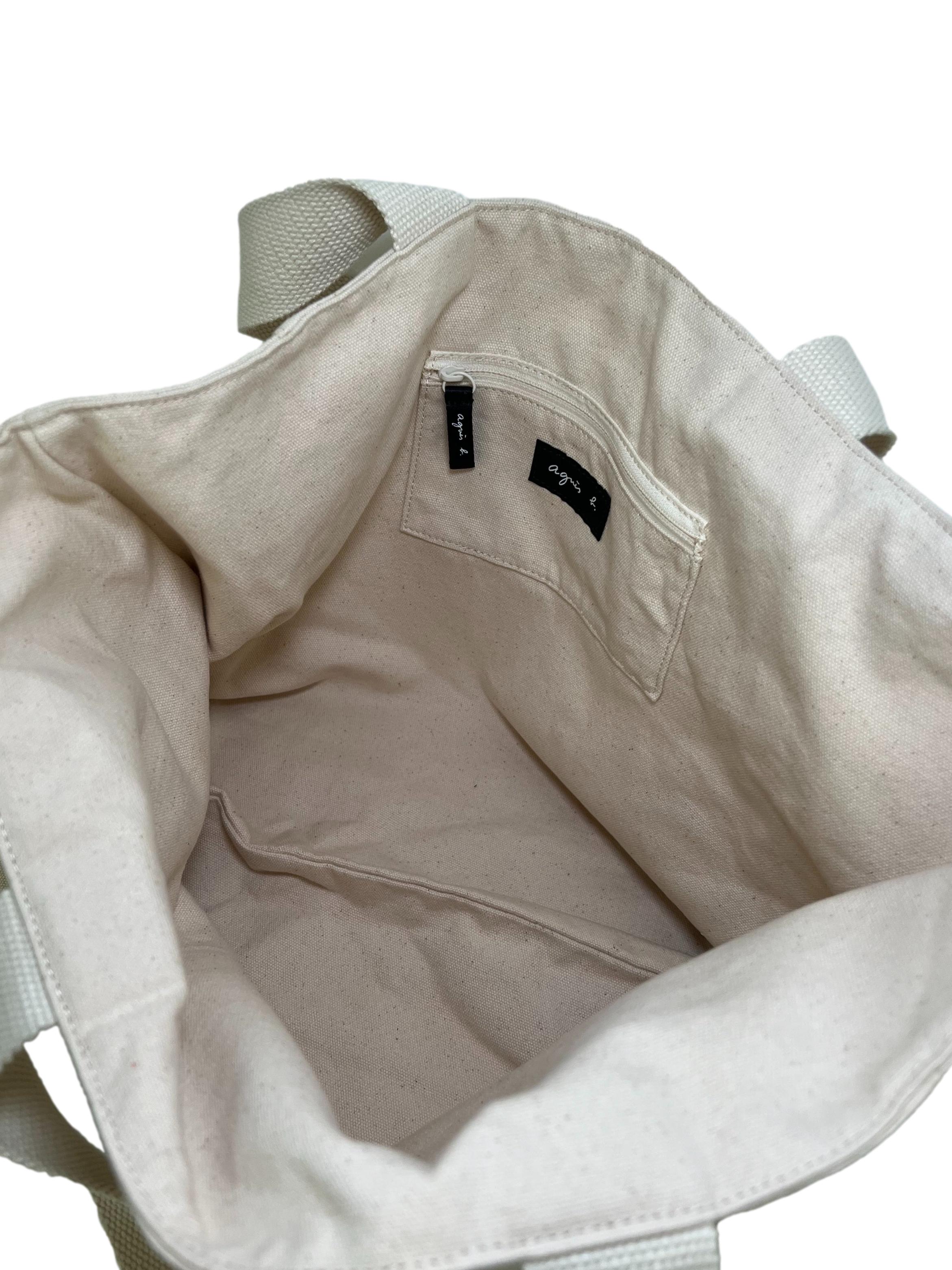 Cream Canvas Graphic Tote Bag CSN
