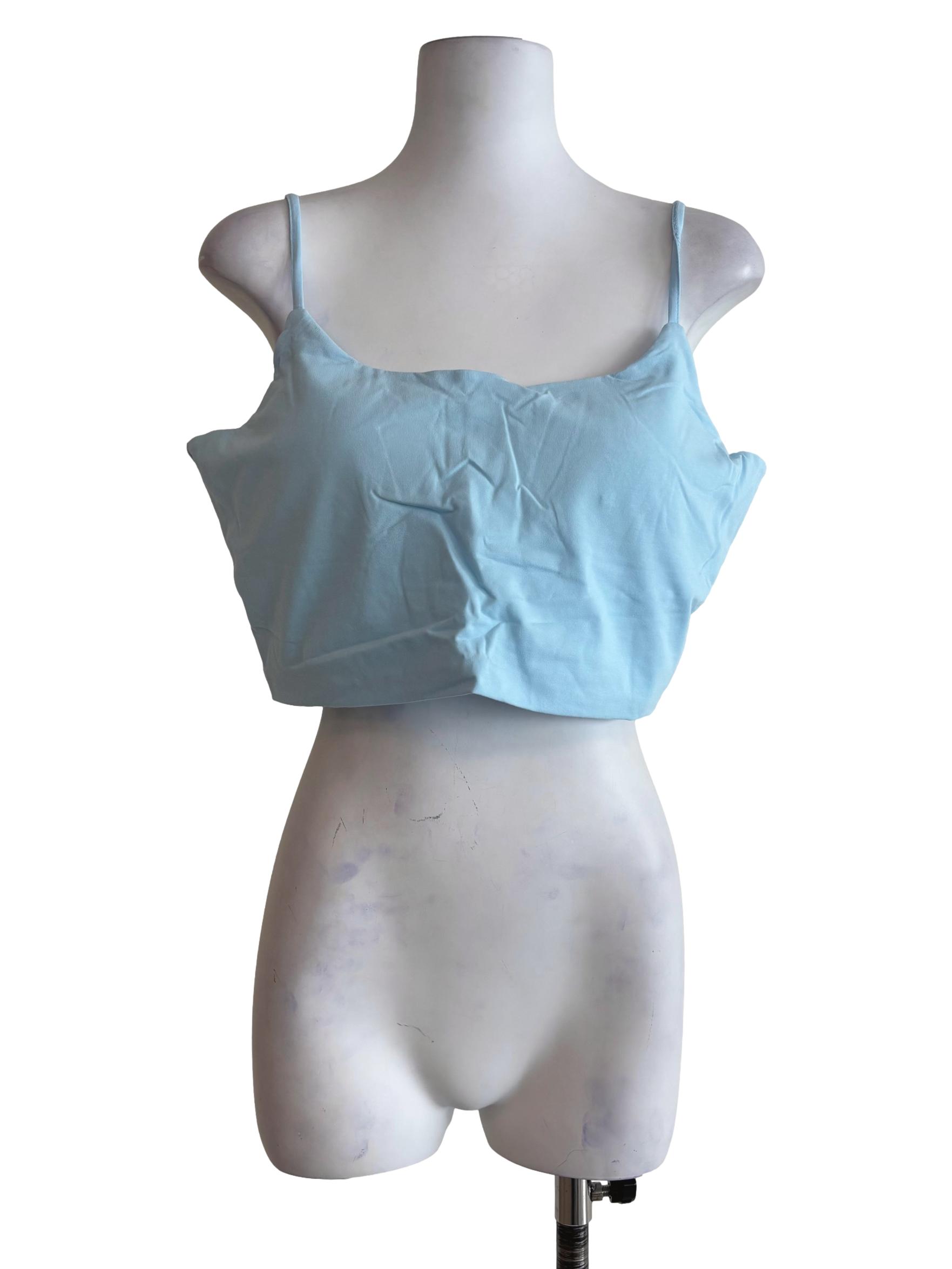 Blue Edith U Neck Padded Top