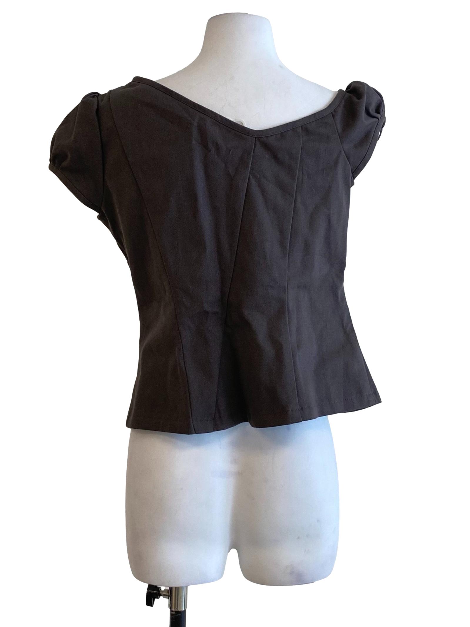 Brown Pleated Full Buttontop