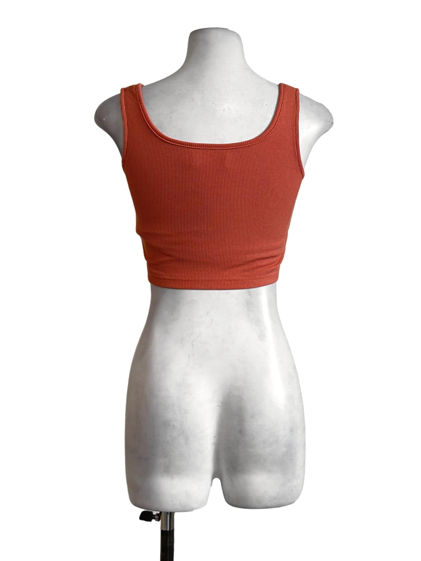 Orange Pencil Stripes Crop Top