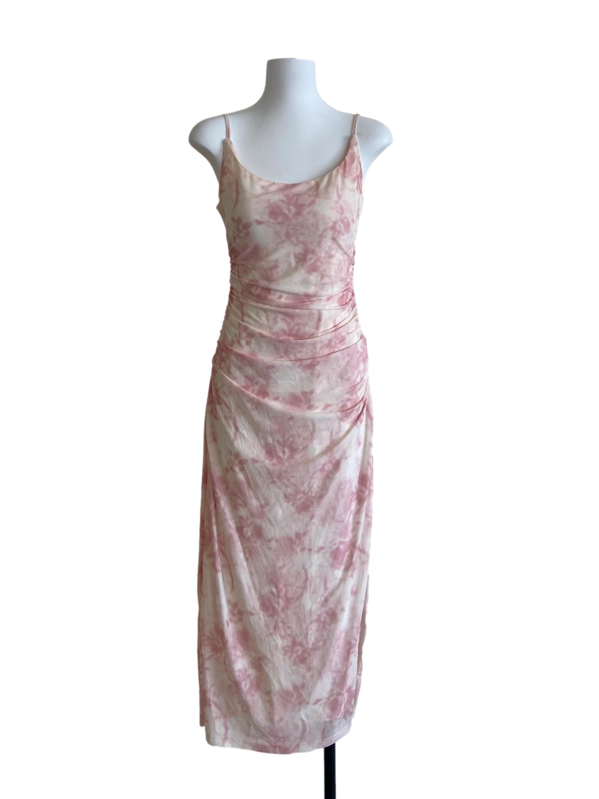 Rose Pink & White Bodycon Slit Dress
