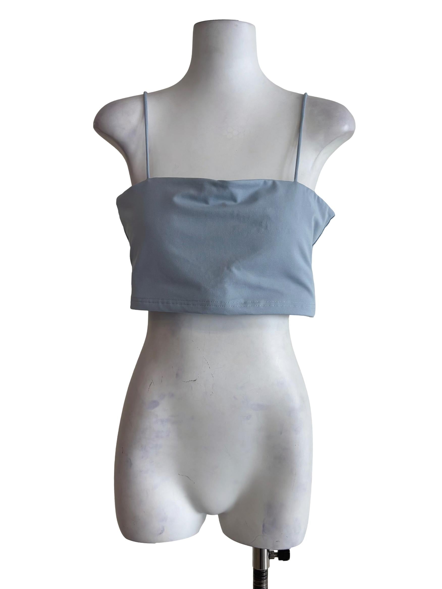 Blue Jalen Basic Crop Padded Top