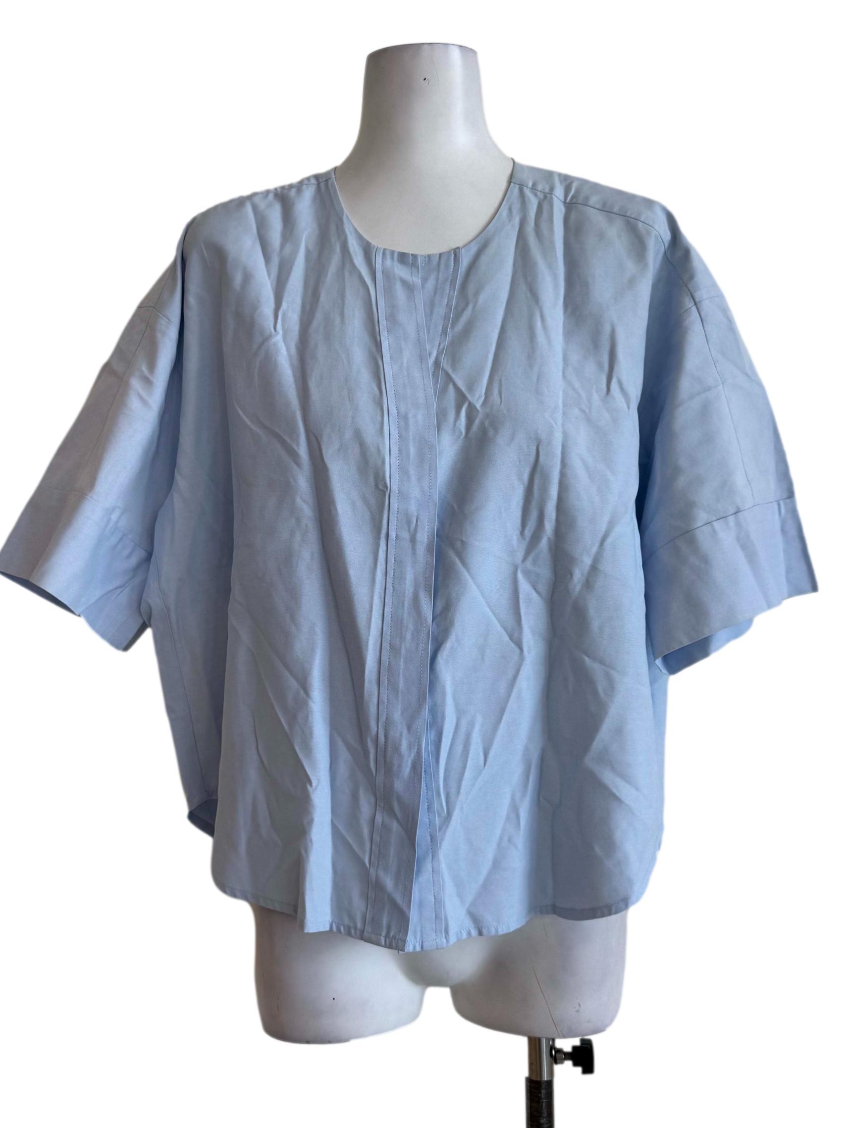 Scrub Blue Three Quarter Sleeve Blouse