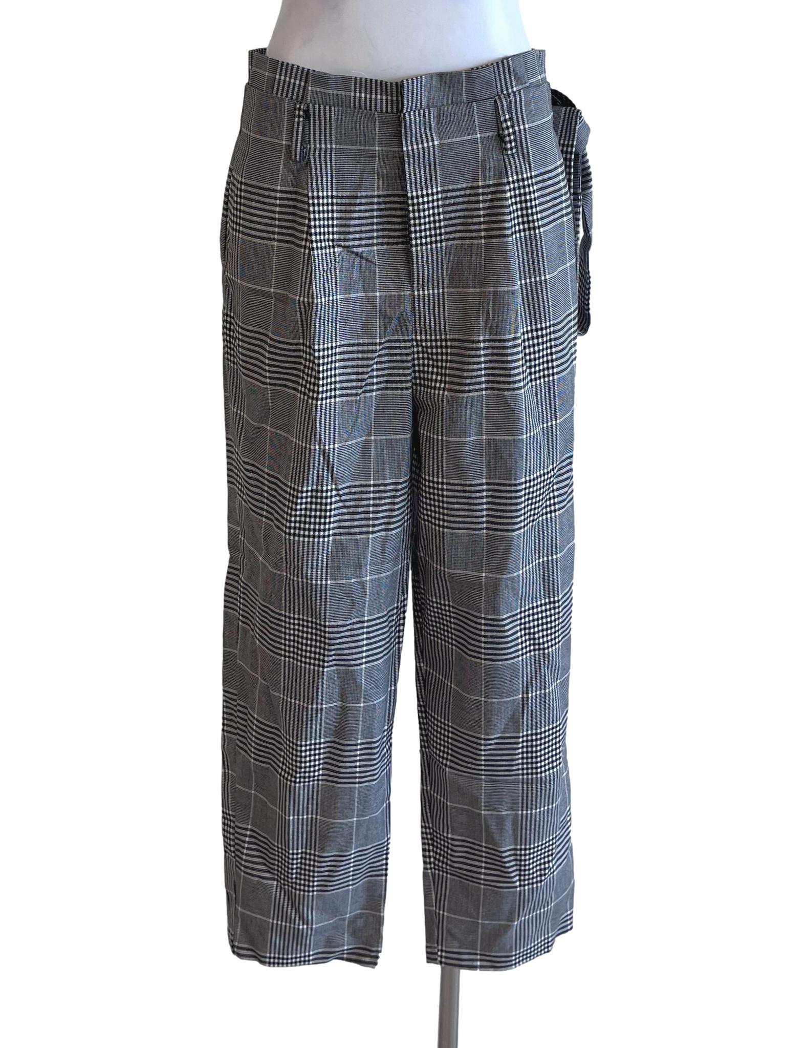 Grey Tartan Patterned Pants