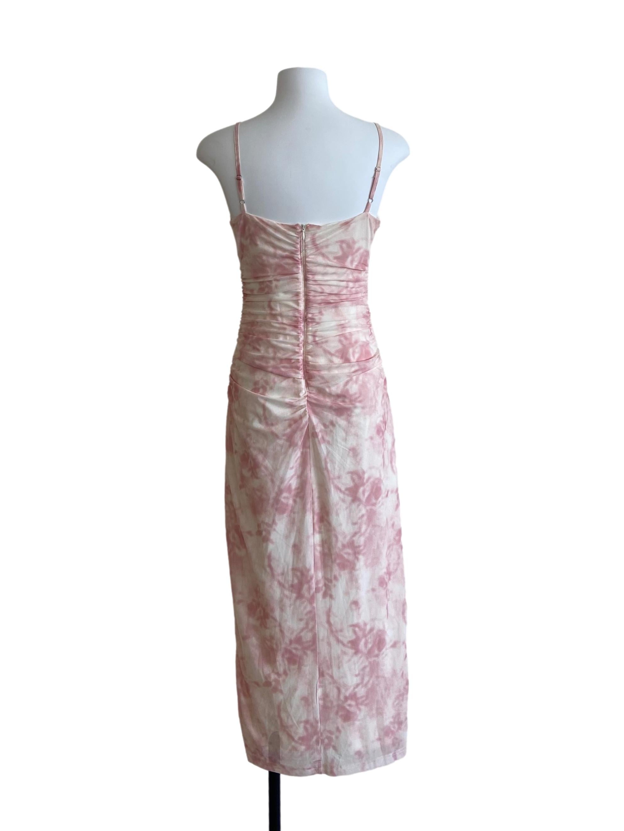 Rose Pink & White Bodycon Slit Dress