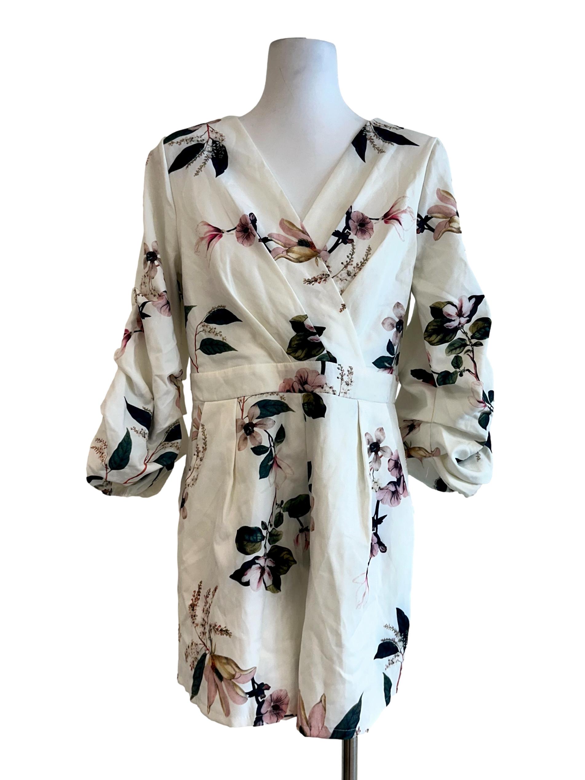 Off White Flower Pattern Romper