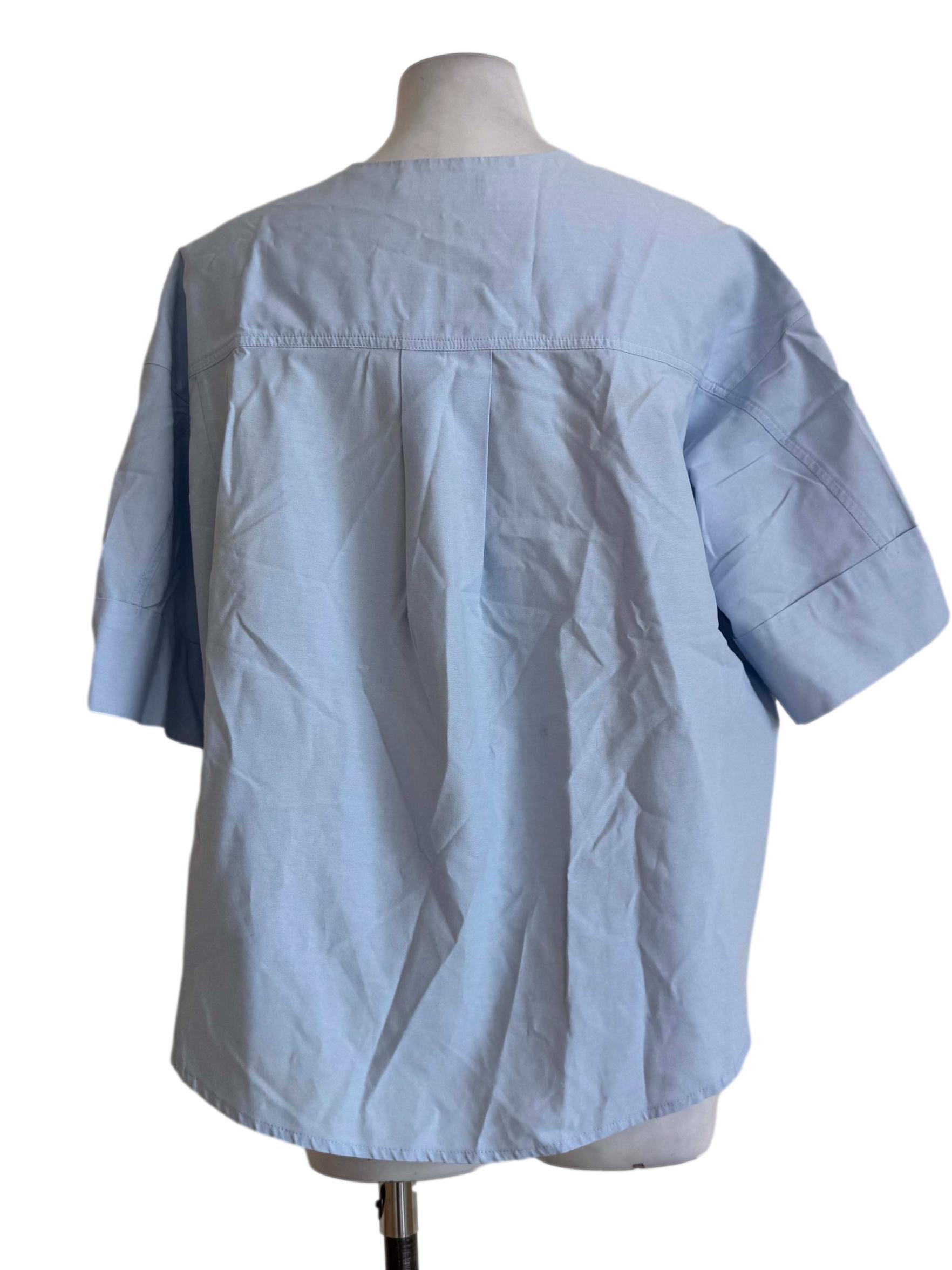 Scrub Blue Three Quarter Sleeve Blouse
