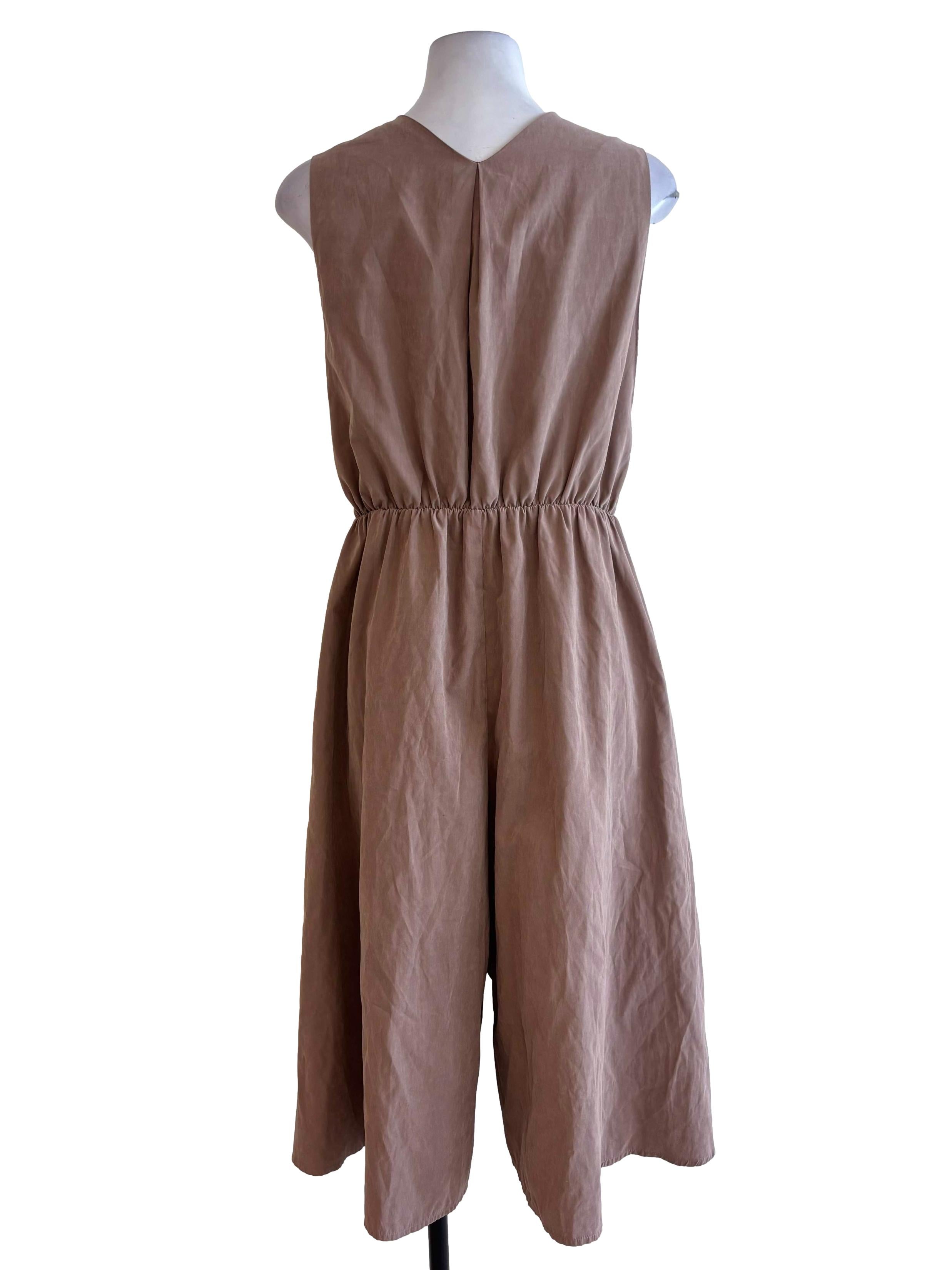 Coffee Wrap Quarter Jumpsuit
