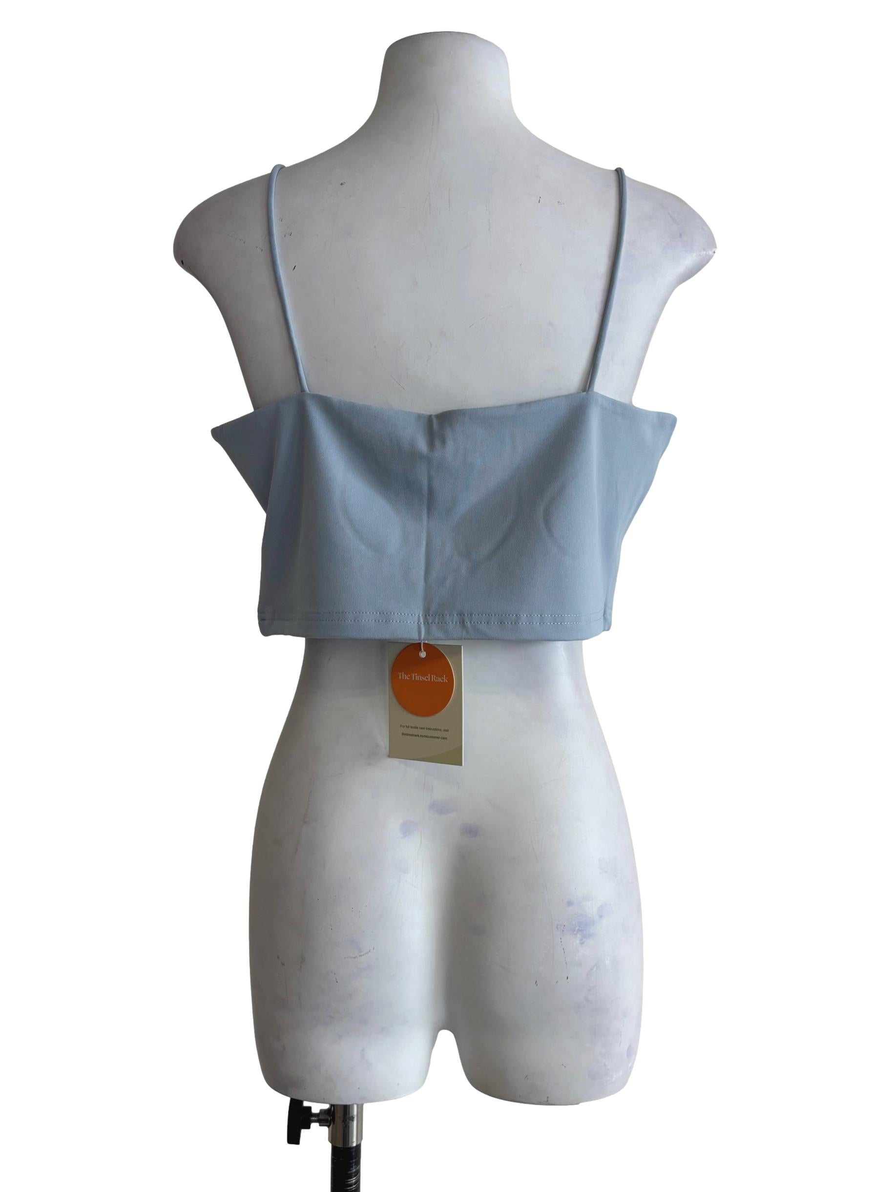 Blue Jalen Basic Crop Padded Top