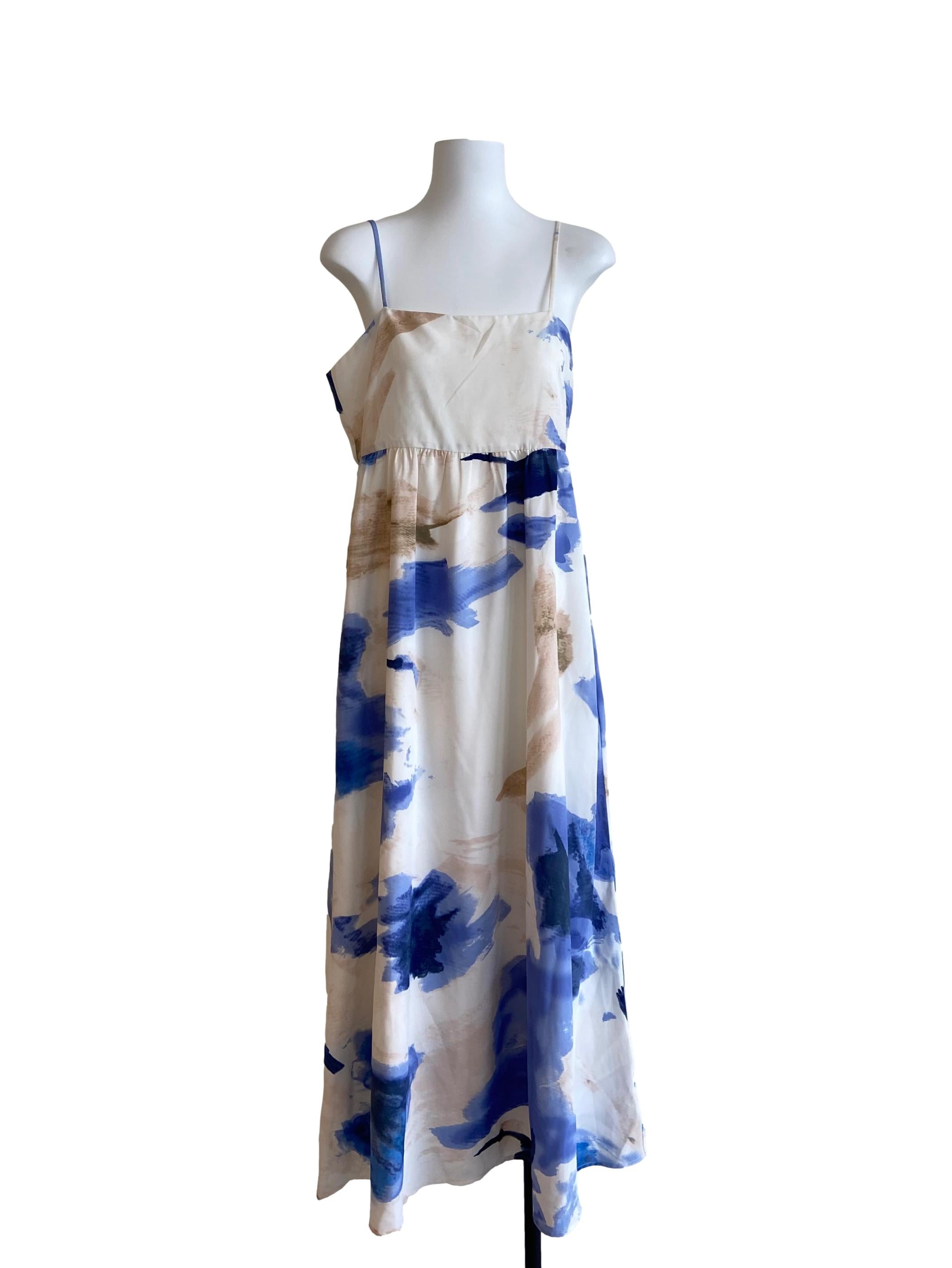 White & Blue A-Line Dress