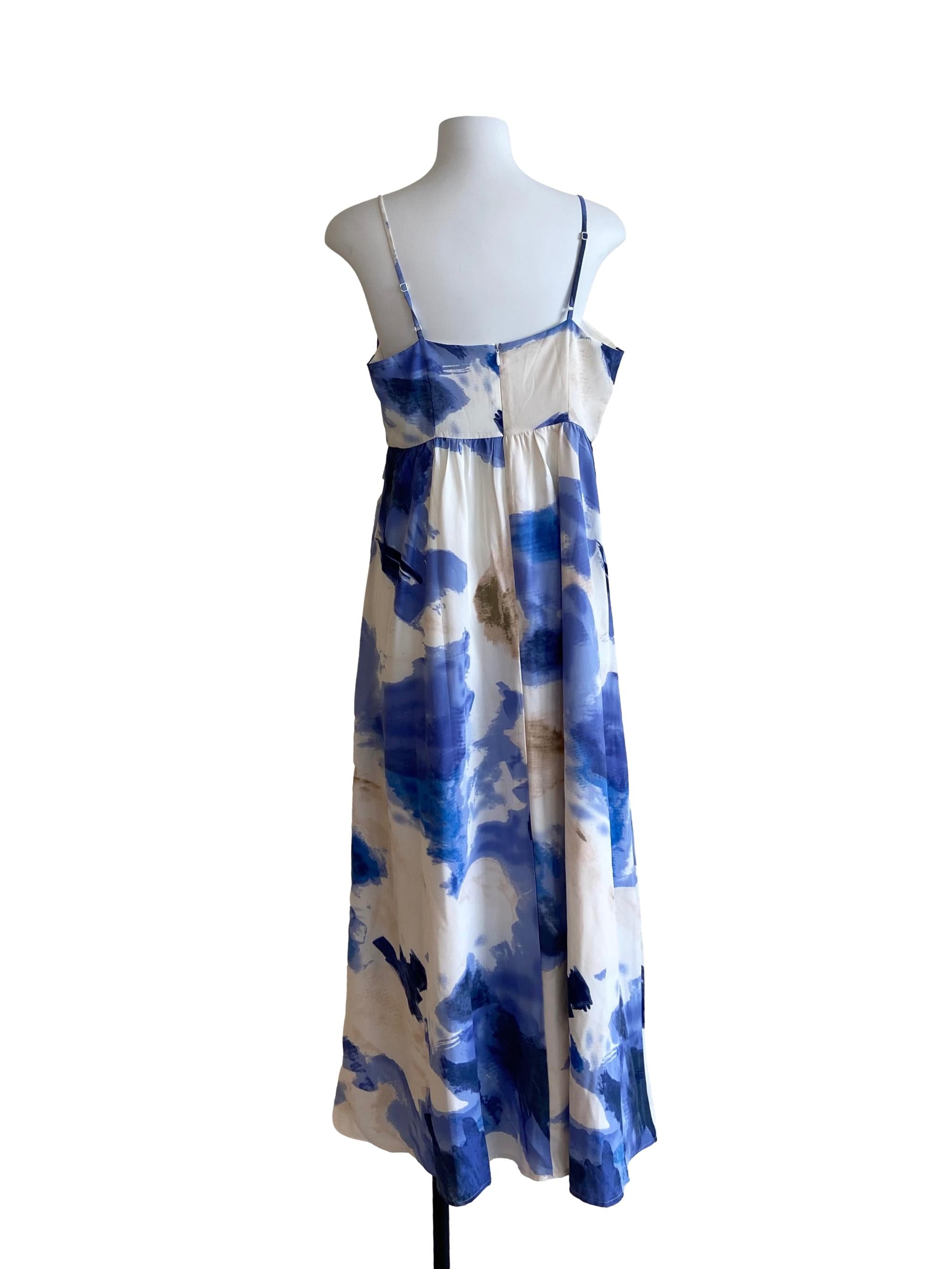 White & Blue A-Line Dress