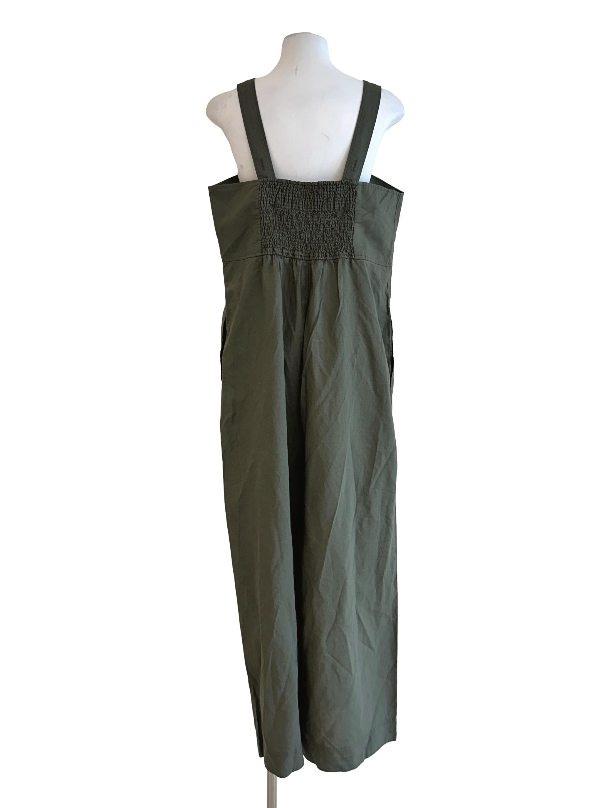 Moss Green Linen Jumpsuit