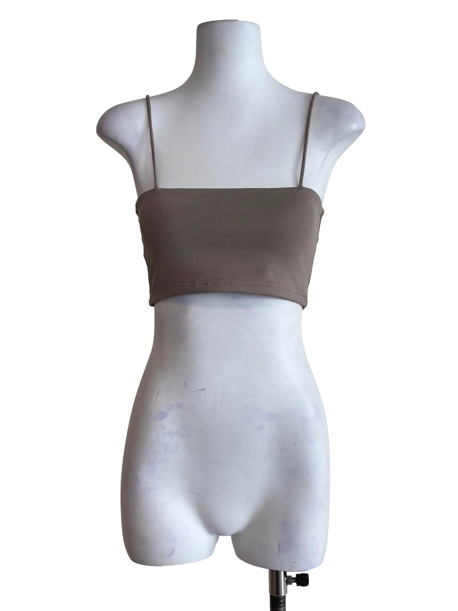 Grey Jalen Basic Crop Padded Top