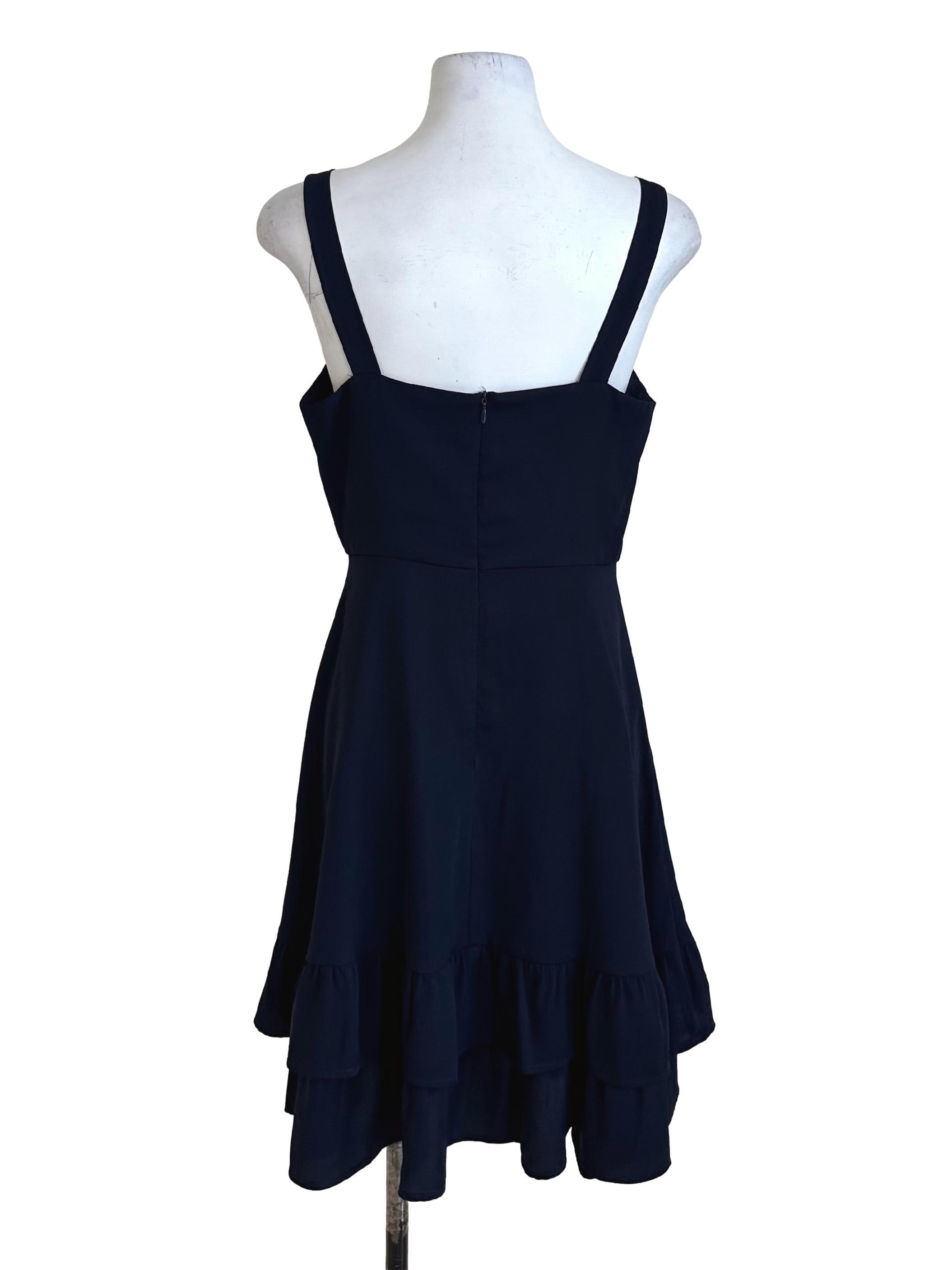 Navy Blue Sweetheart Ruffle Dress