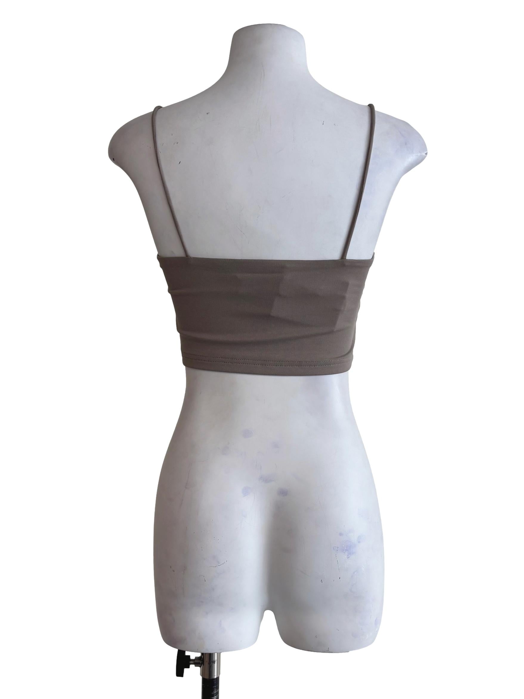 Grey Jalen Basic Crop Padded Top