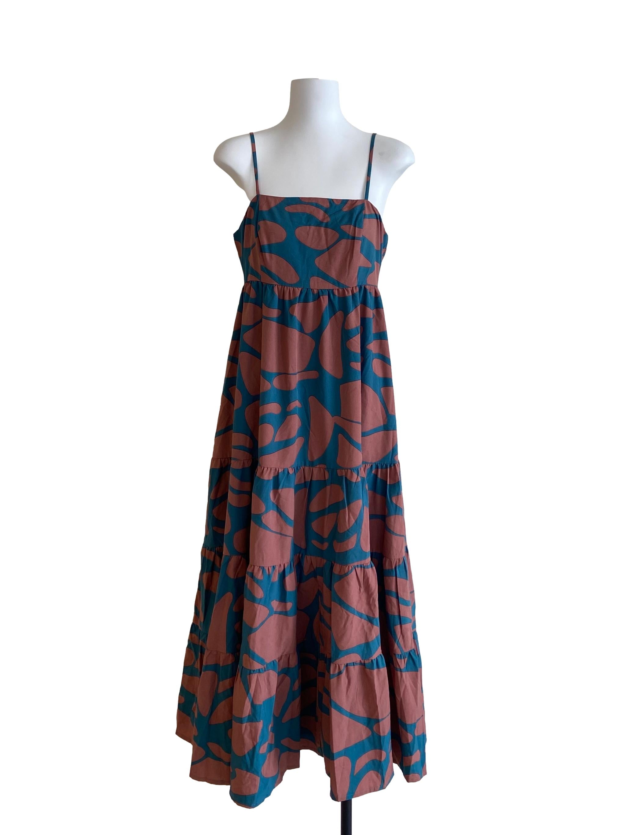 Ocean Blue & Brown Dot Layered Dress