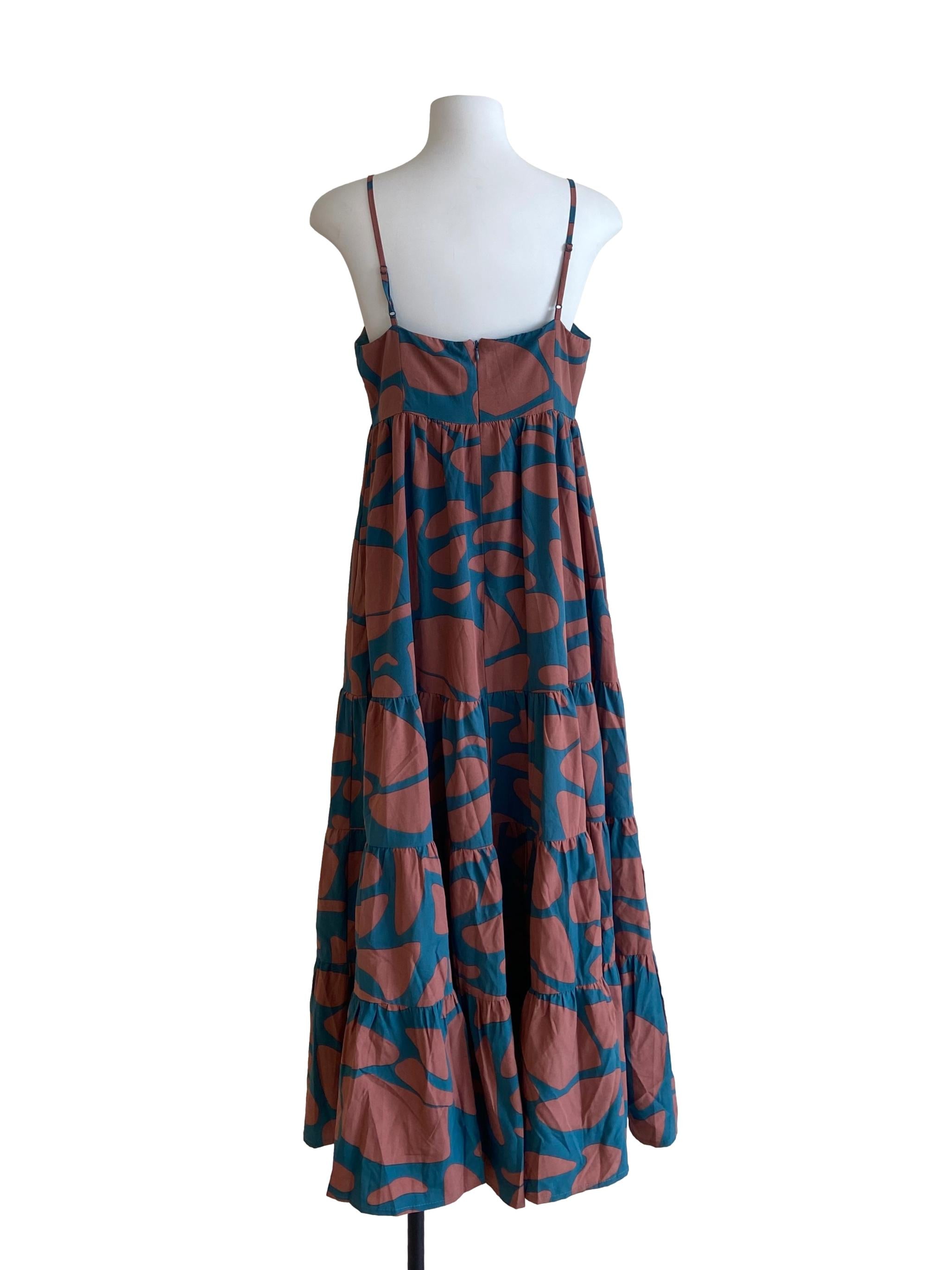 Ocean Blue & Brown Dot Layered Dress