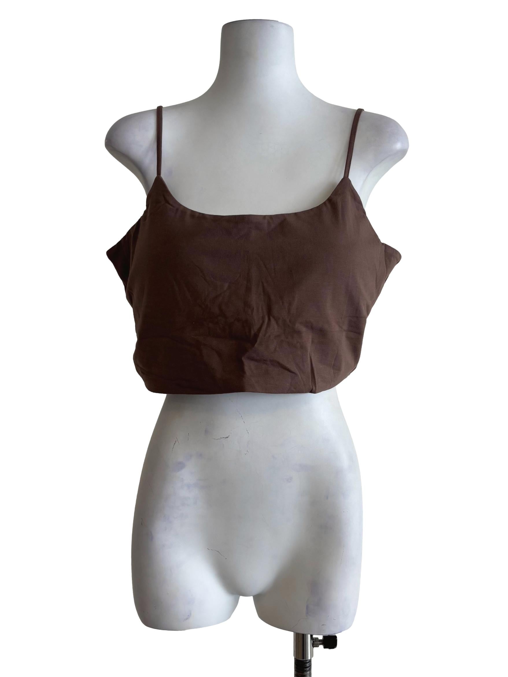 Brown Edith U Neck Padded Top