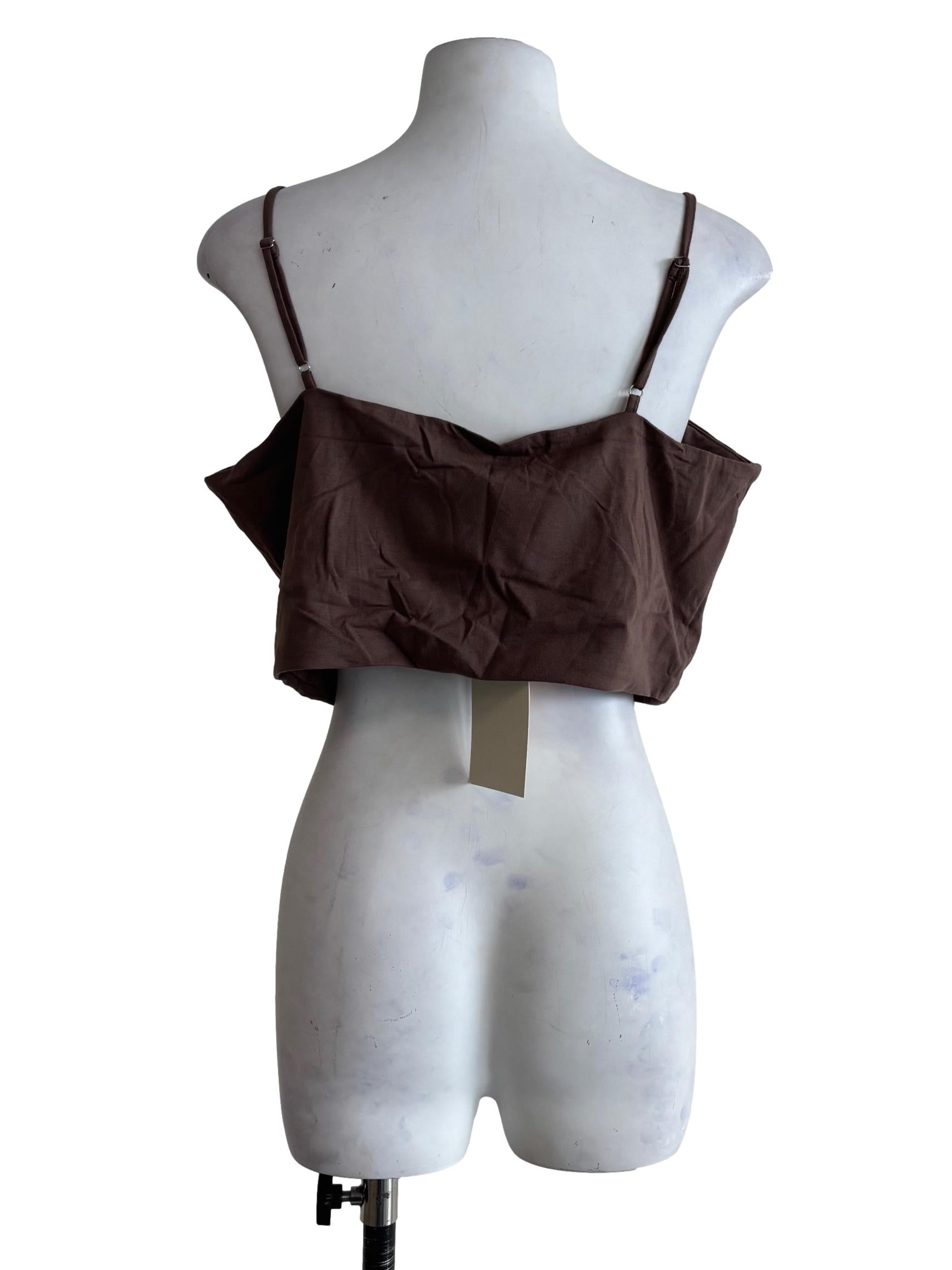 Brown Edith U Neck Padded Top