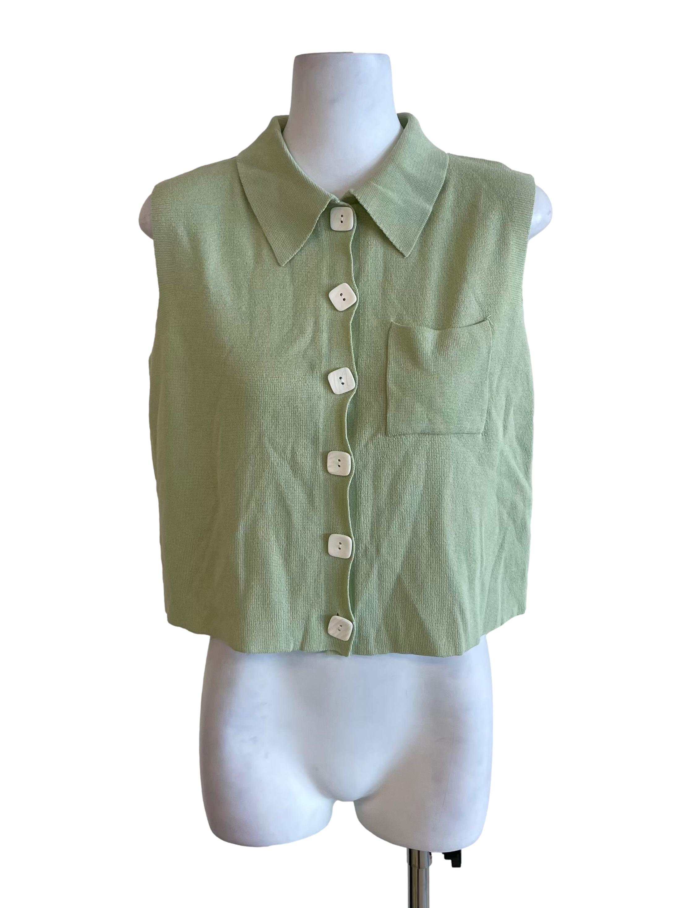 Milky Green Boxy Knit Top