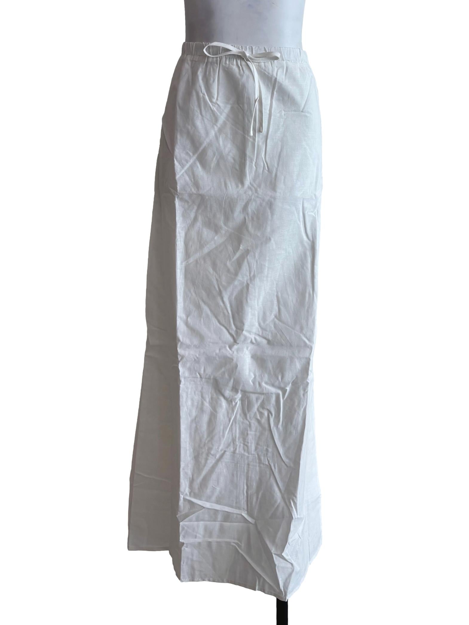 White Jaden Linen Drawstring Maxi Skirt