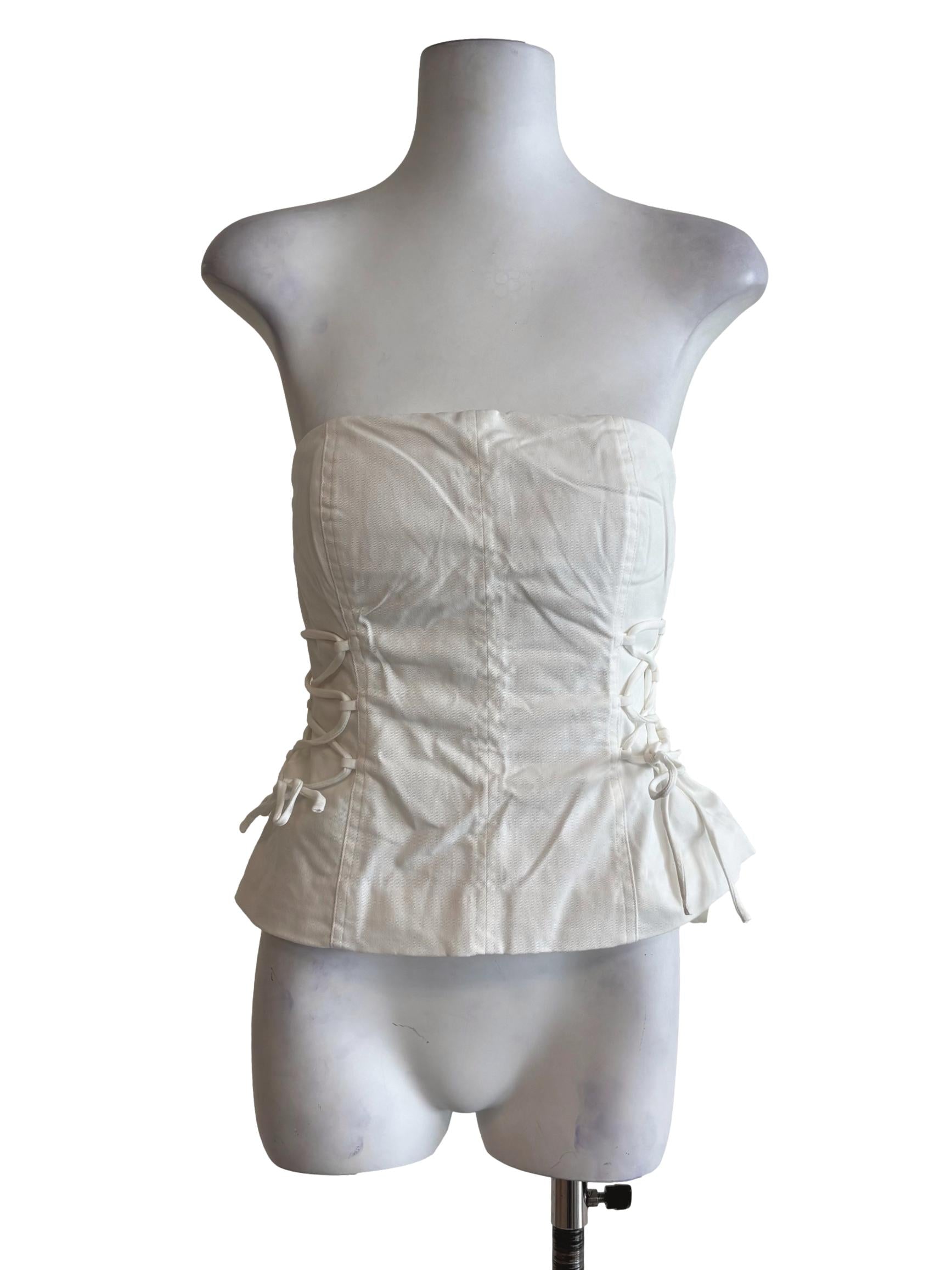 White Nasha Lace Up Tube Padded Top