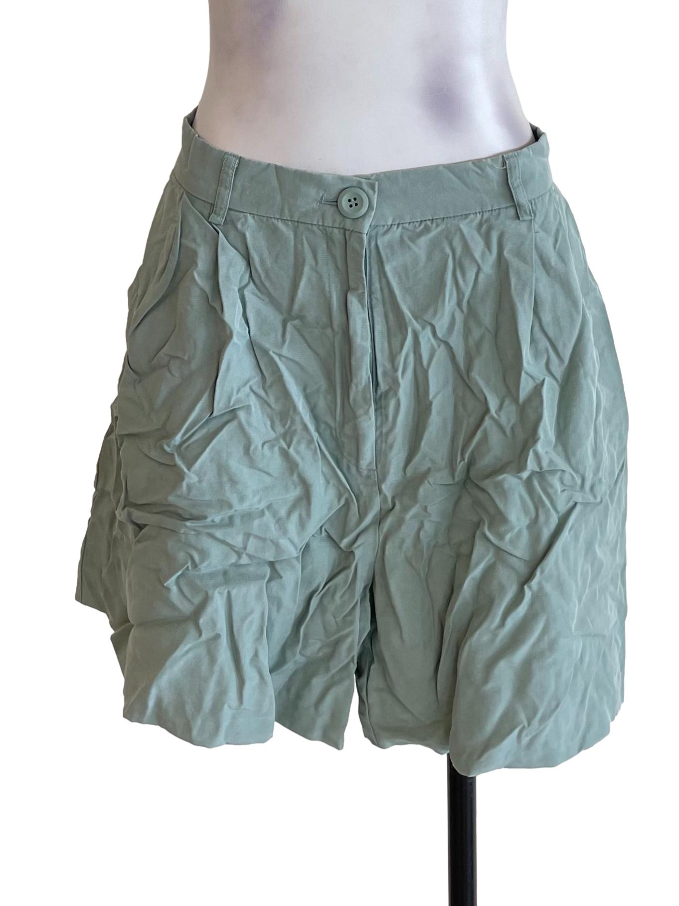 Pale Green Pleated Shorts OSN