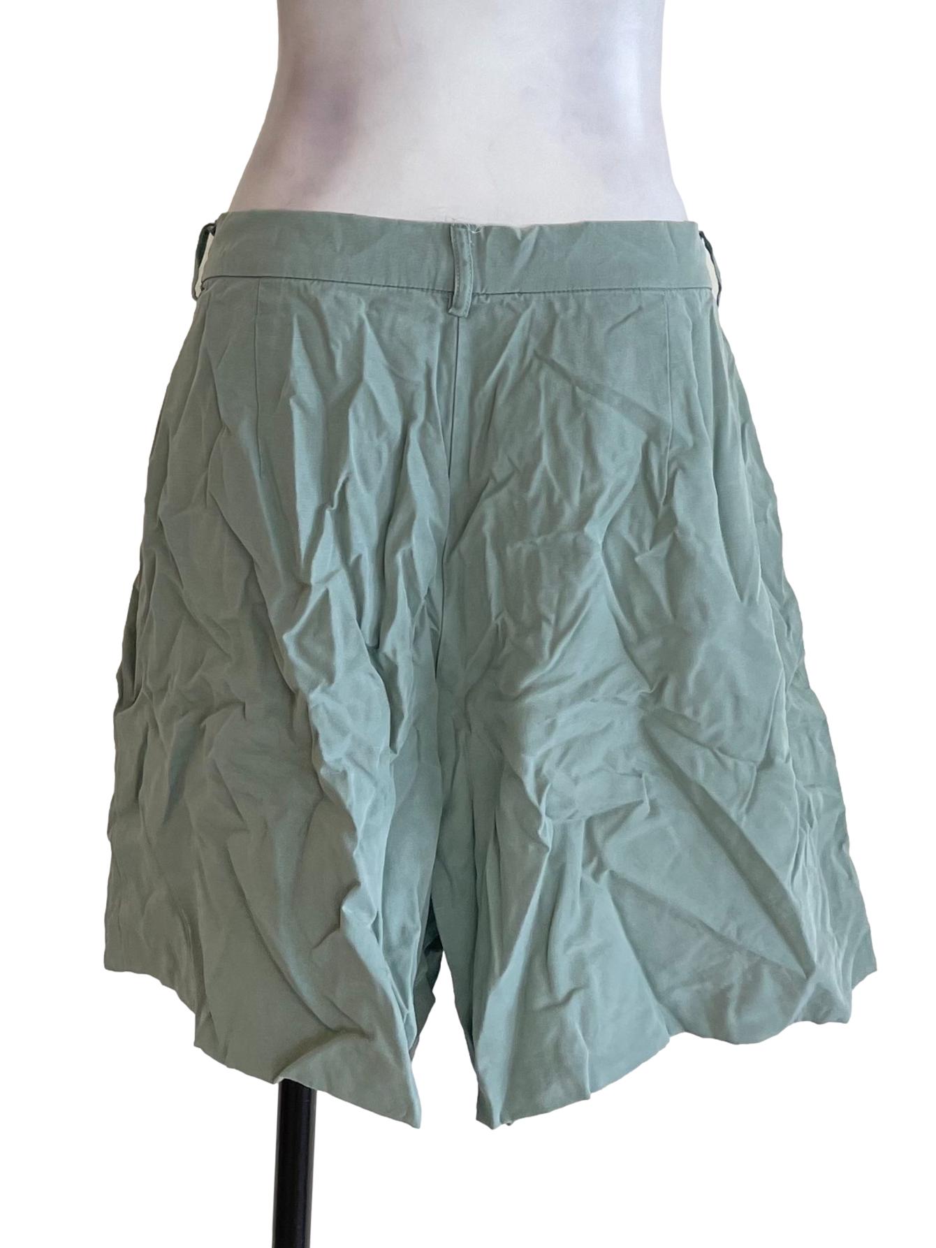 Pale Green Pleated Shorts OSN