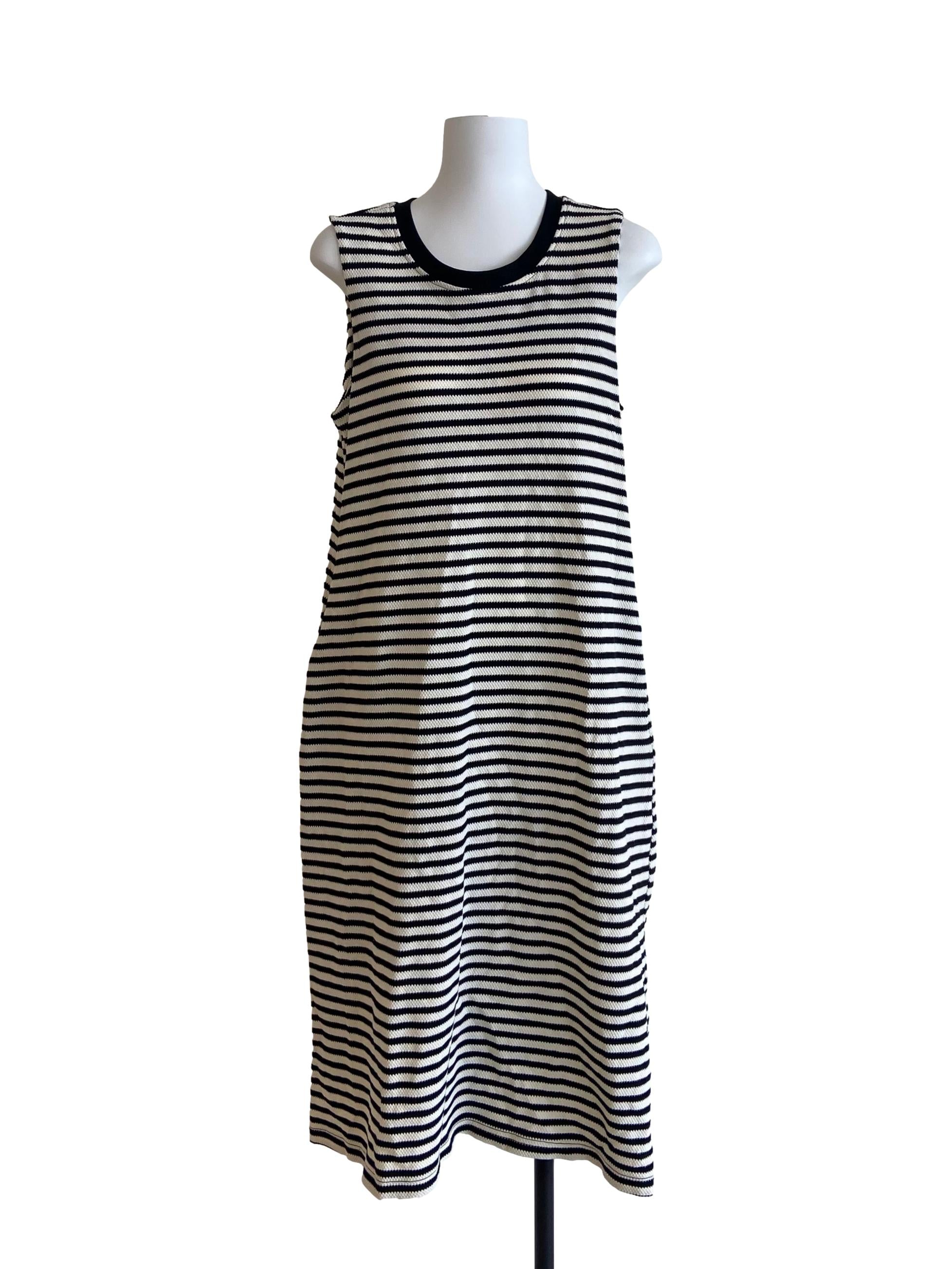Black & Egg Shell Beige Stripe Dress