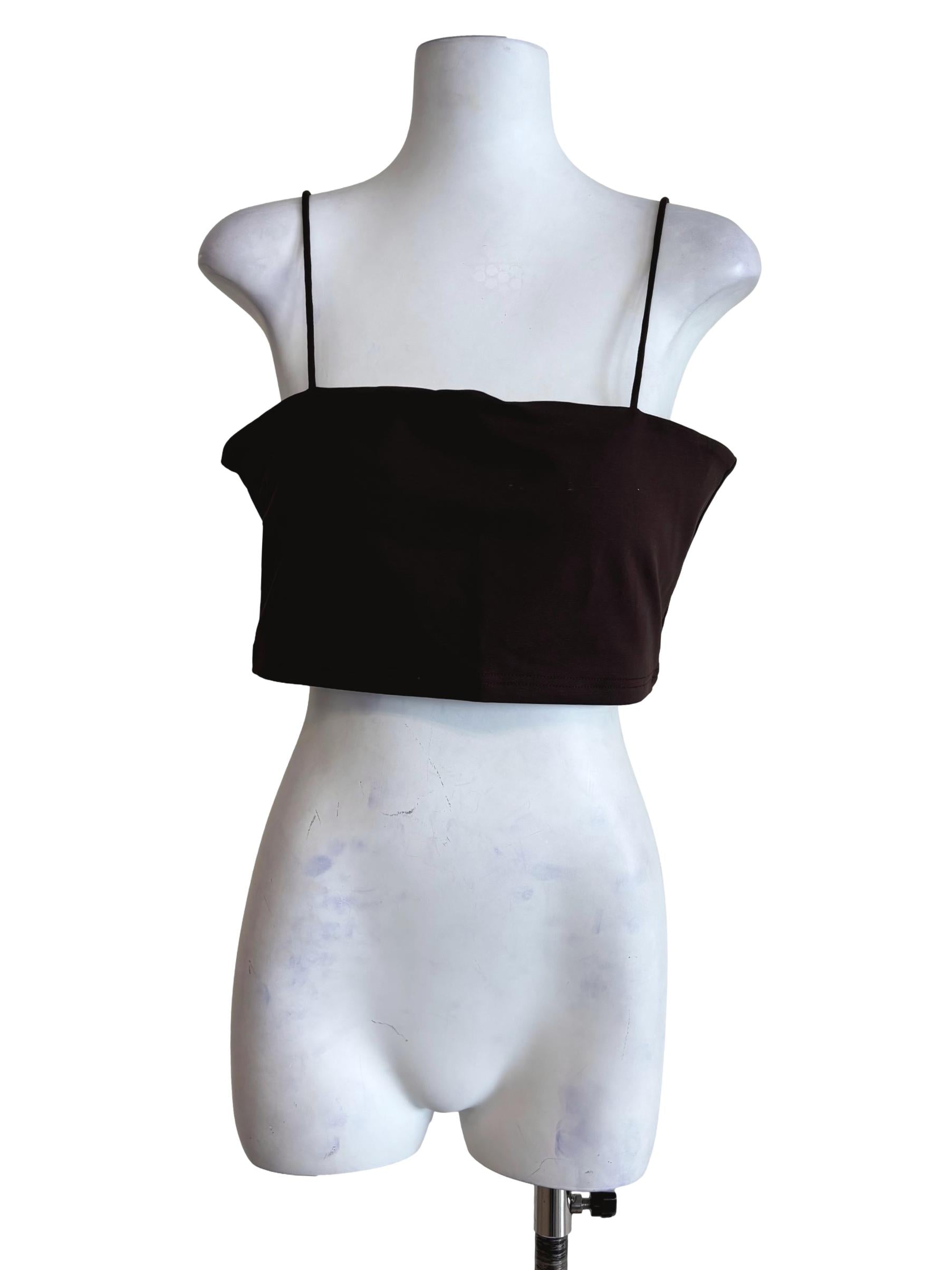 Brown Jalen Basic Crop Padded Top