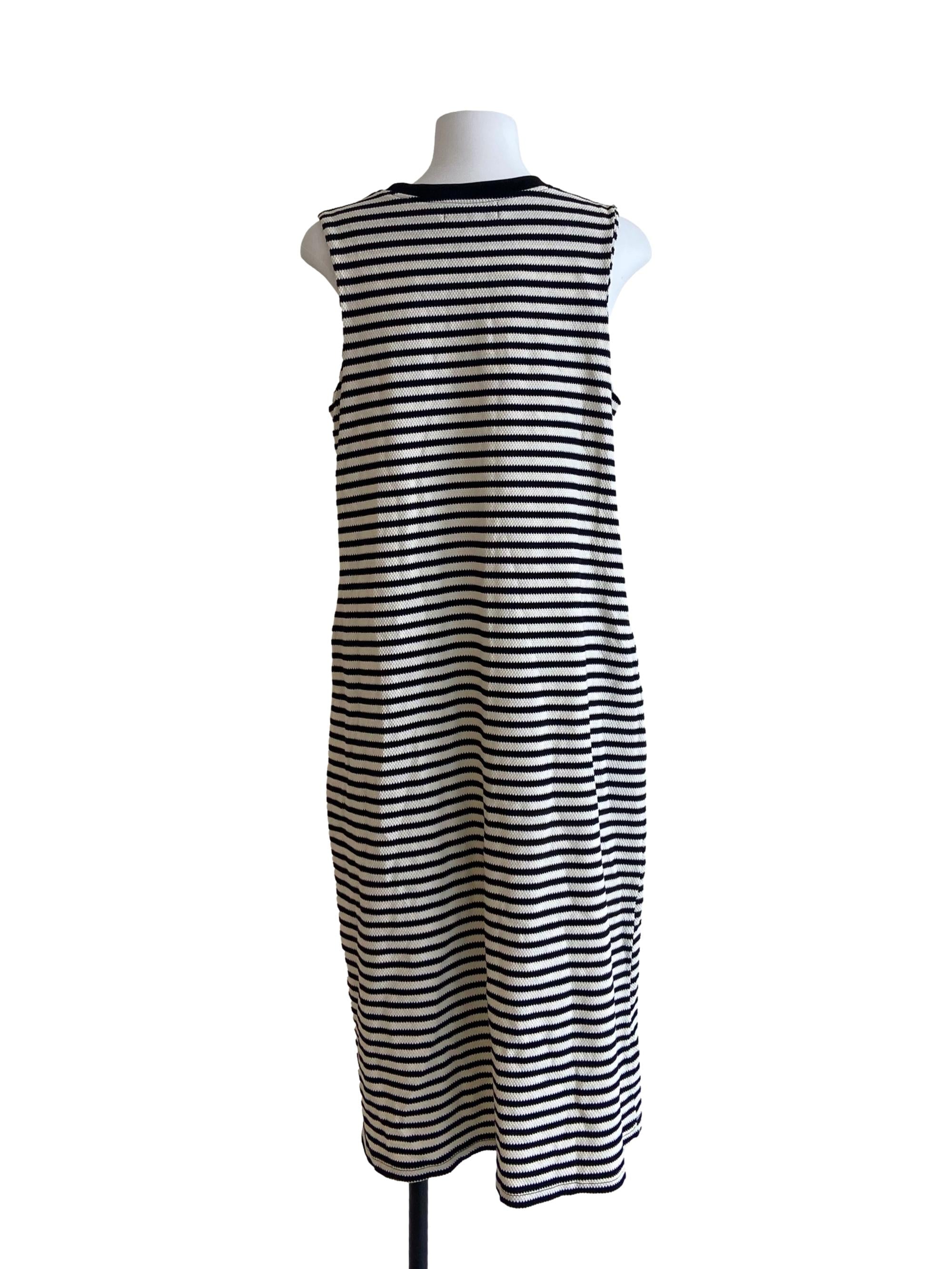 Black & Egg Shell Beige Stripe Dress