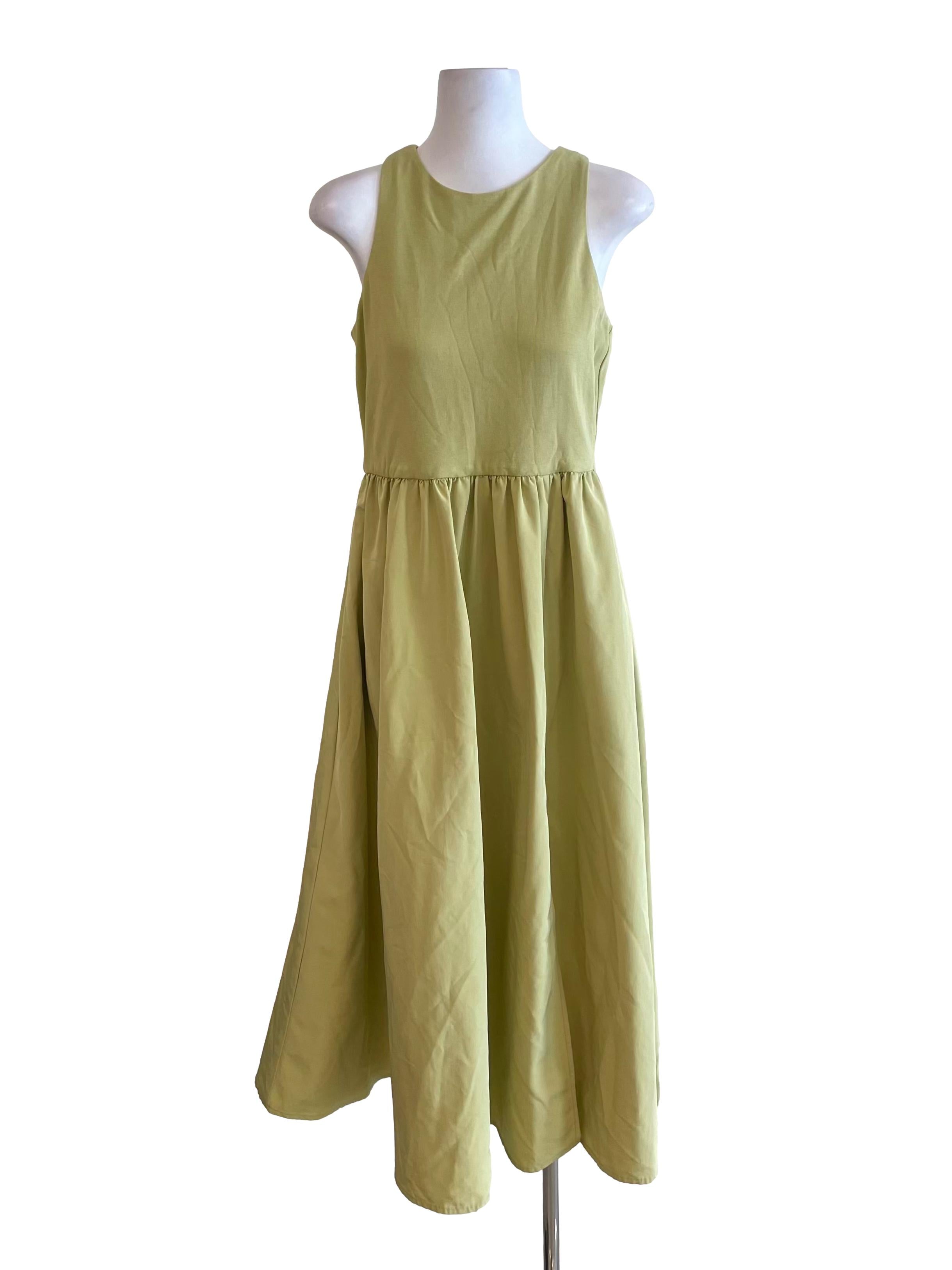 Warm Lime Tank Top Bouffant Dress