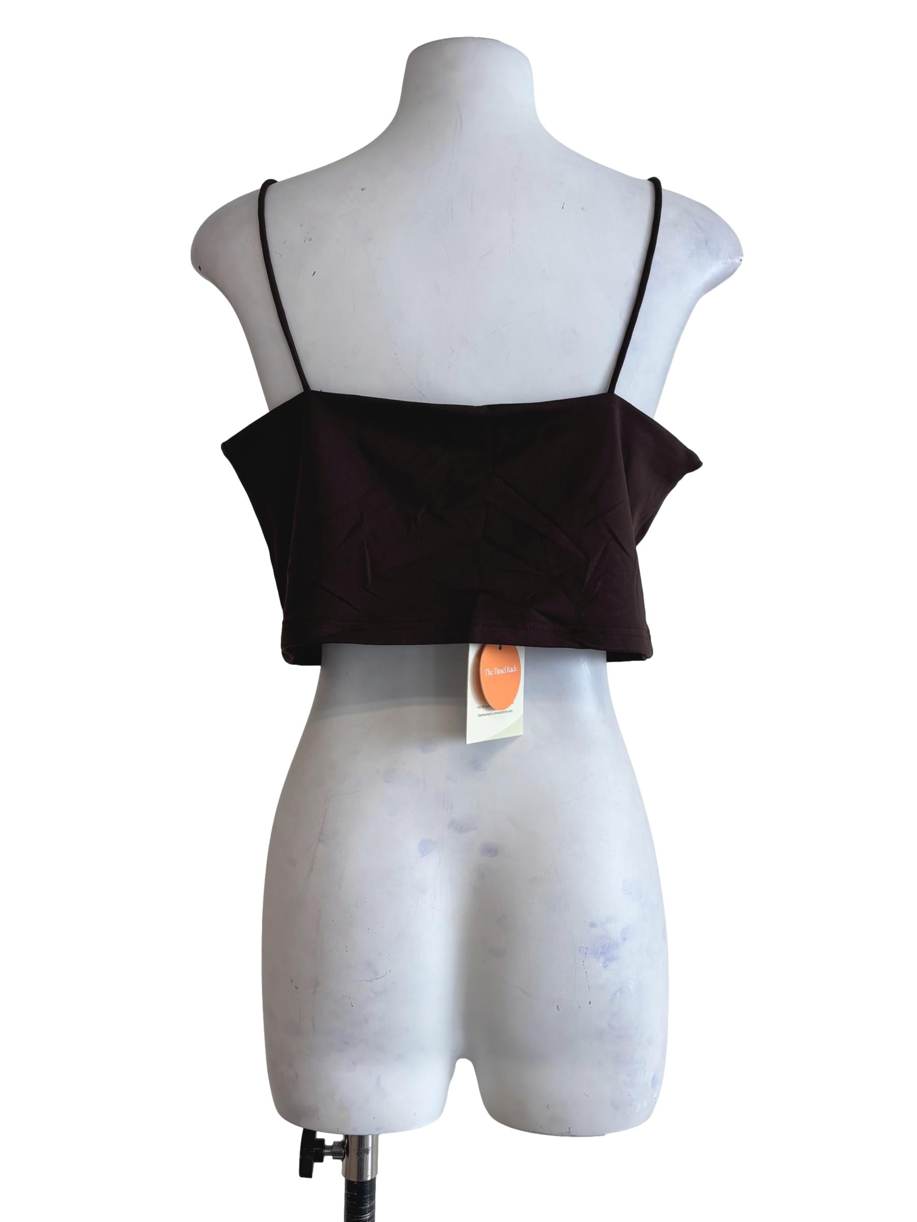 Brown Jalen Basic Crop Padded Top