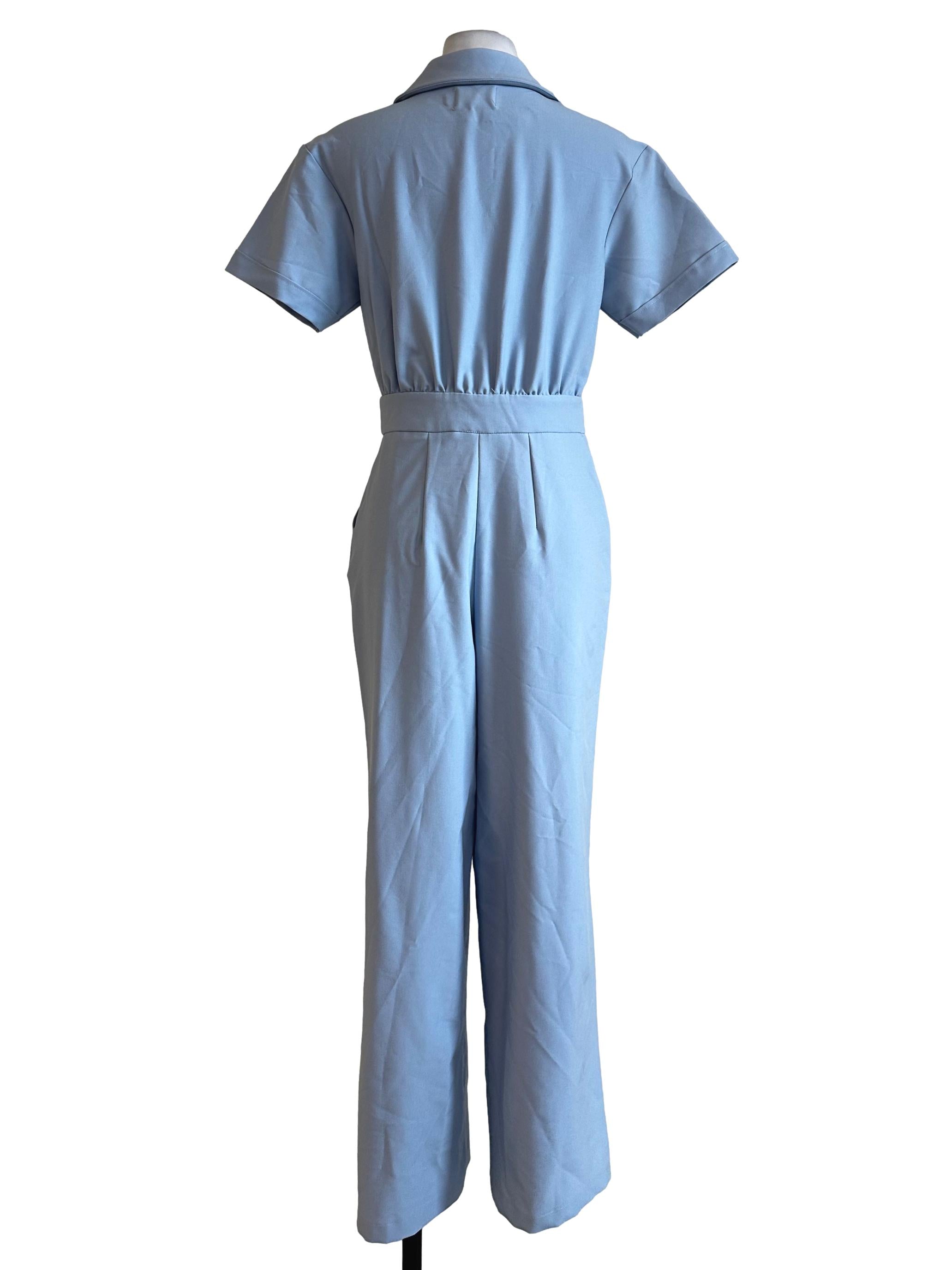 Stone Blue Plain Jumpsuits