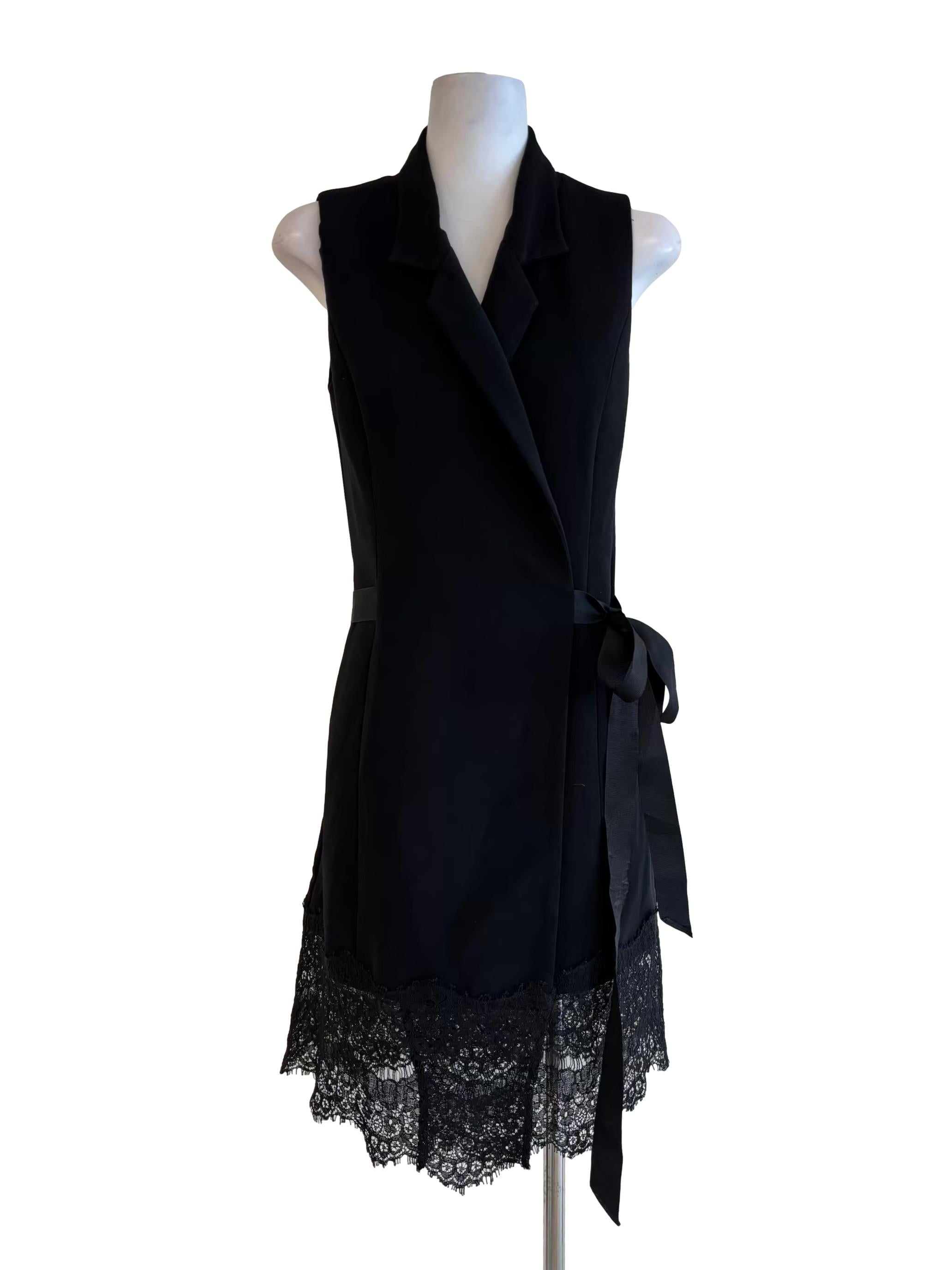 Black Blazer Lace Wrap Dress