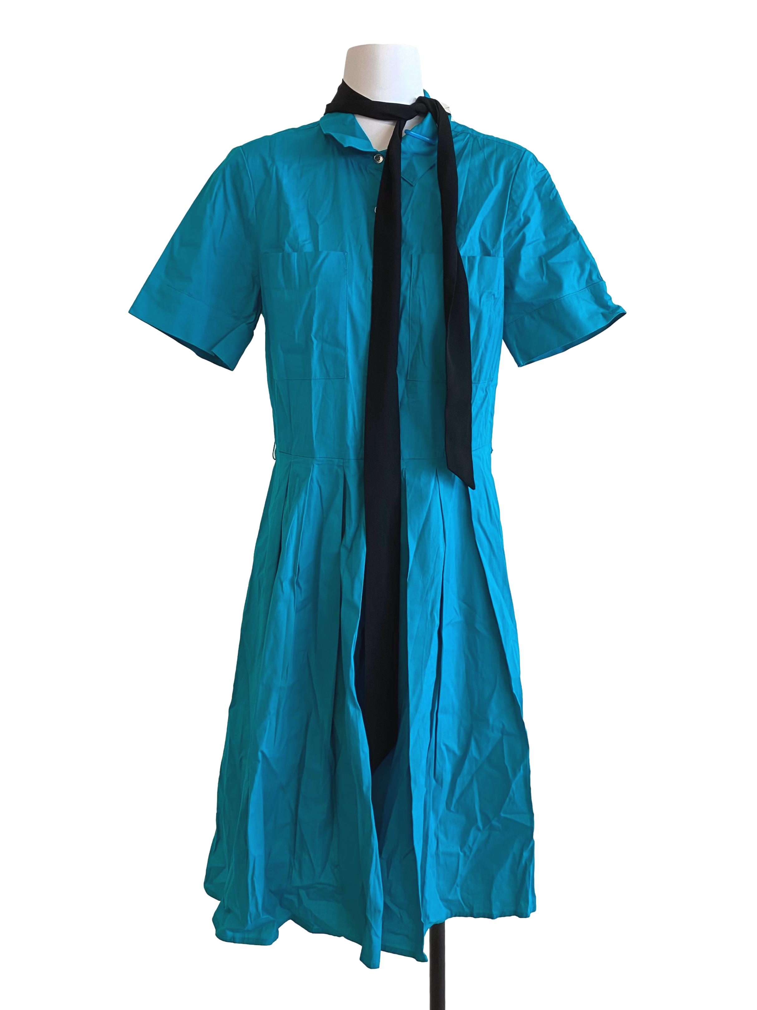 Turquoise Green Pleated Dress