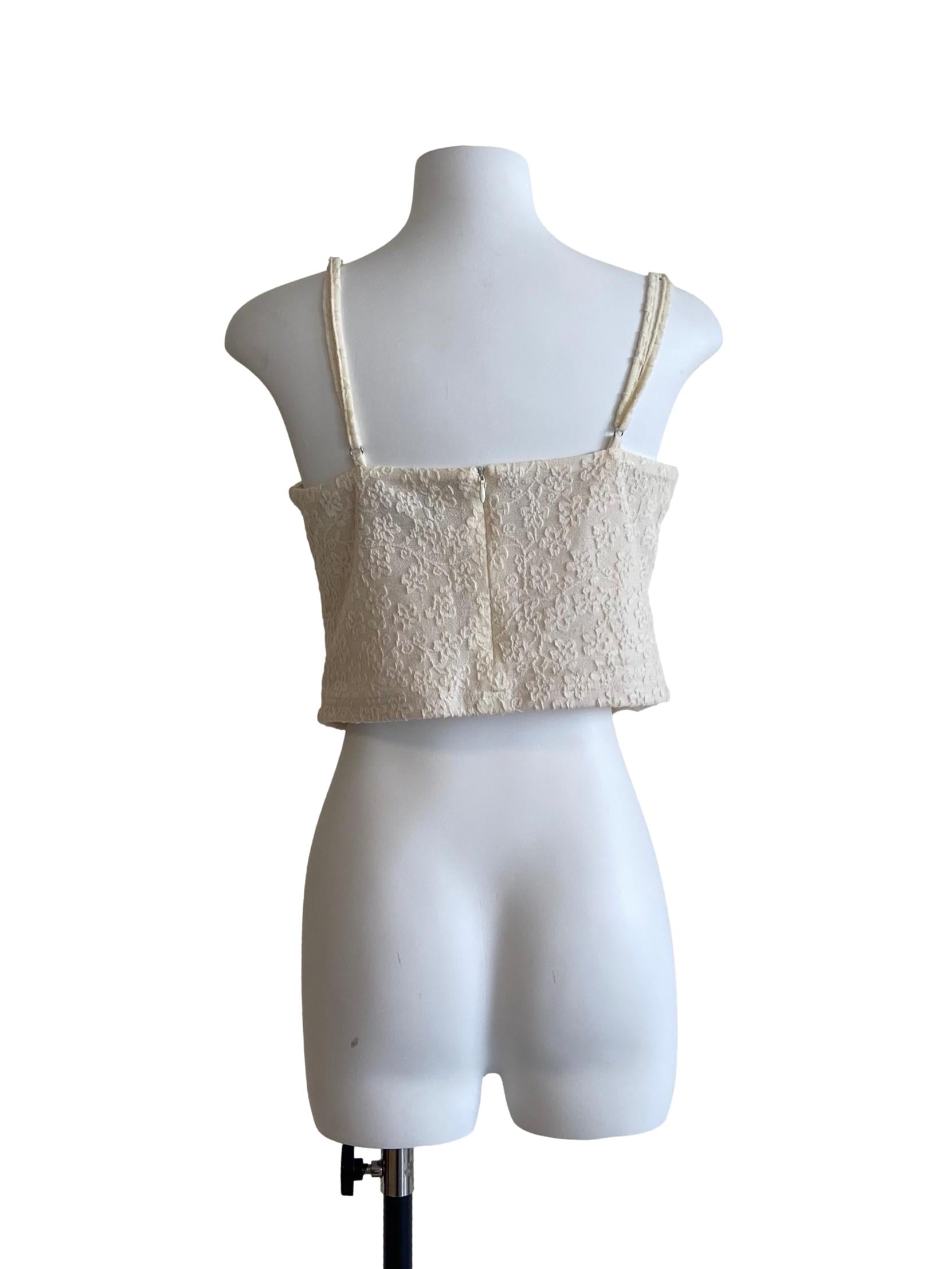 Egg Shell Floral Lace Crop Top