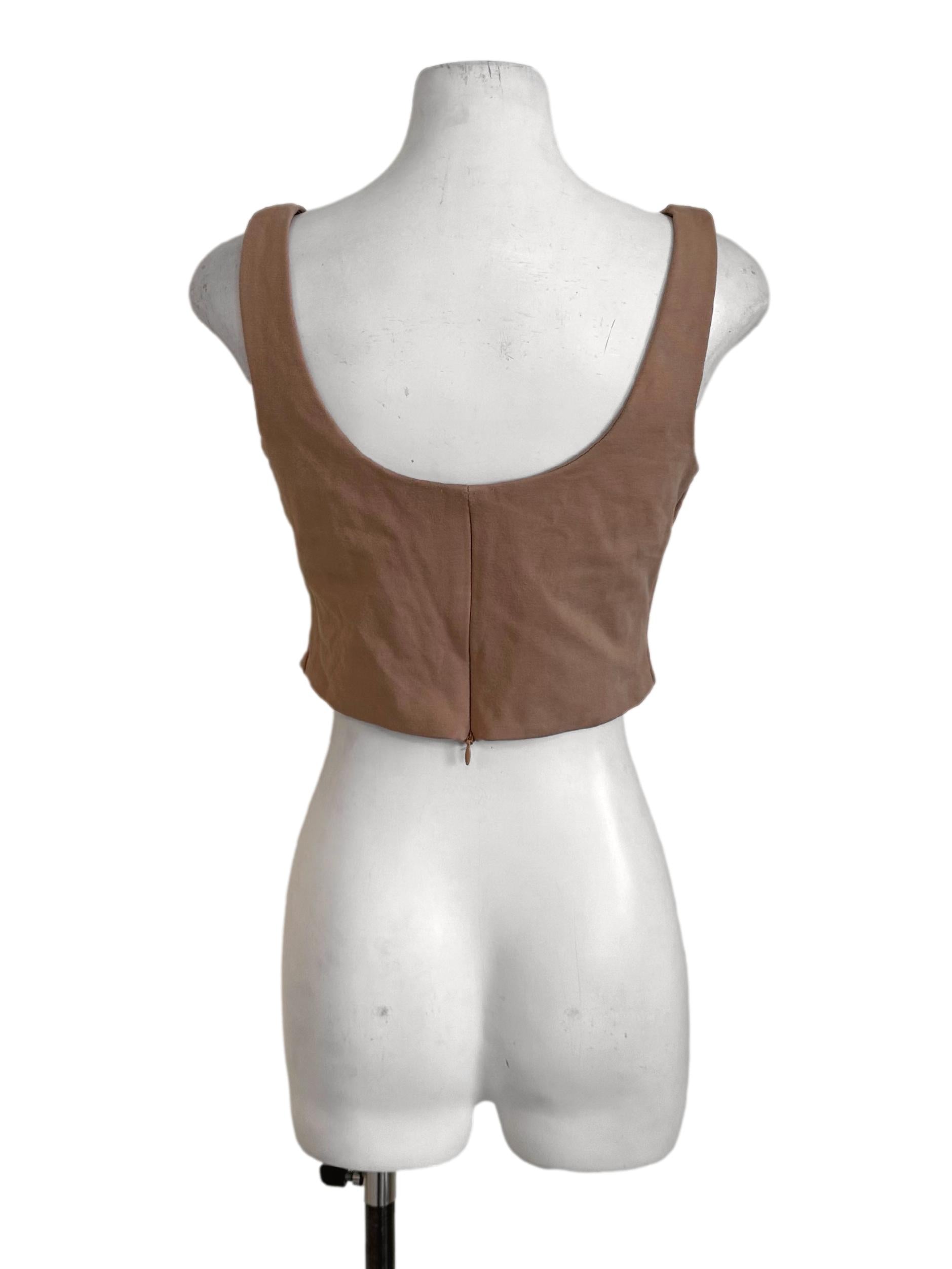 Chocolate Brown Square Neck Fitted Top