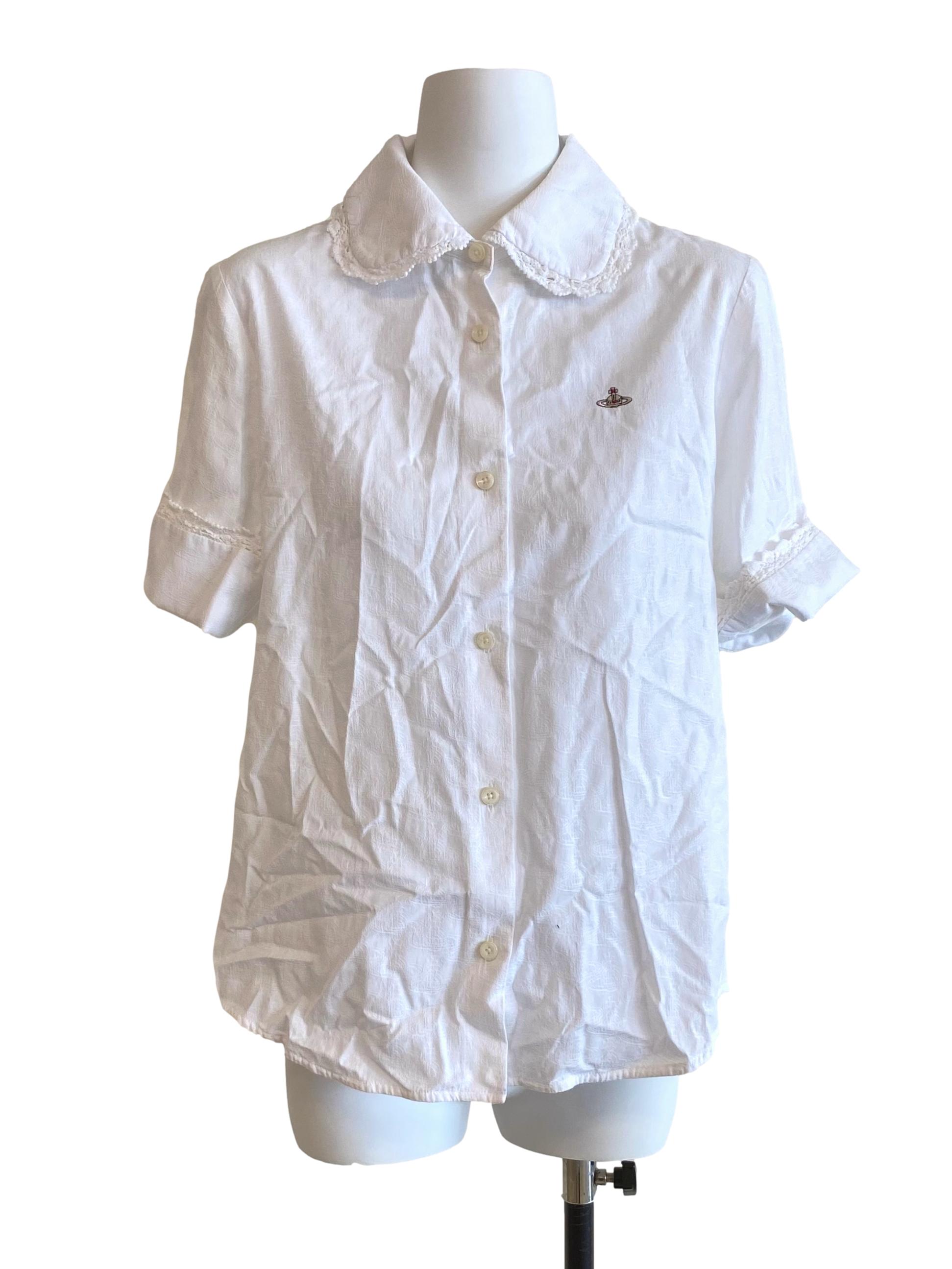 White Collared Lace Top