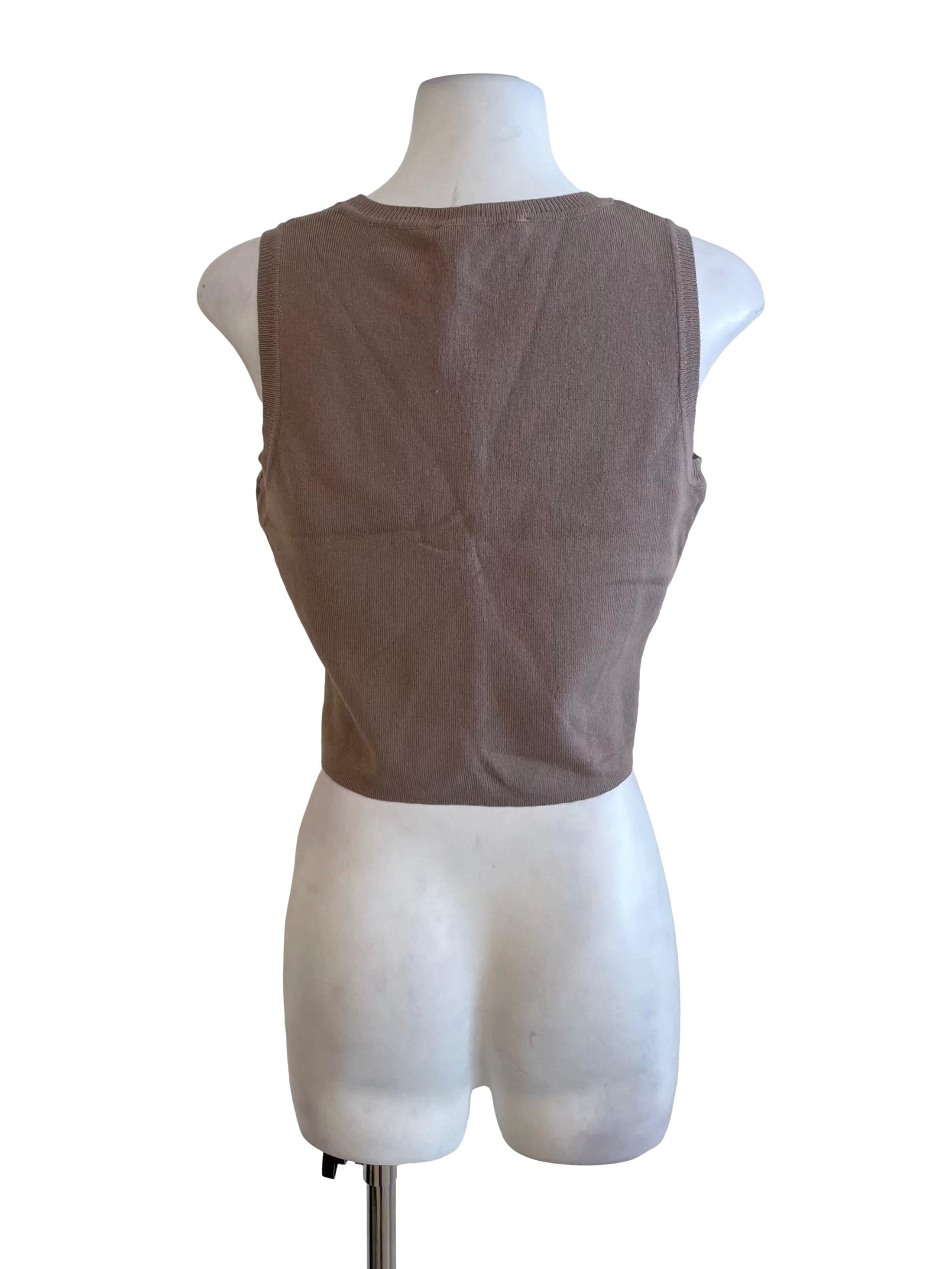 Latte Brown Crop Knit Vest