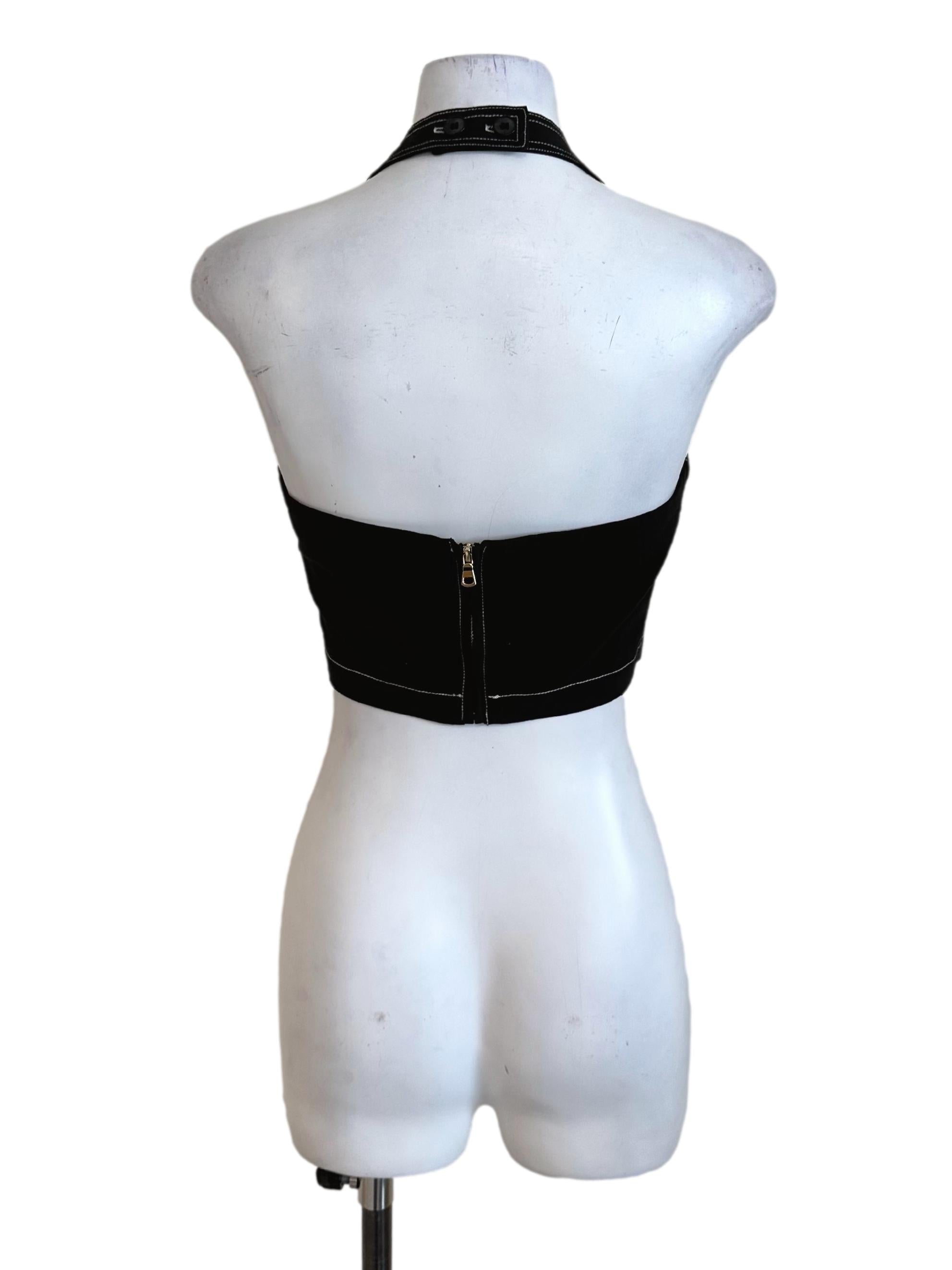 Charcoal Black Pocket Backless Halter Top