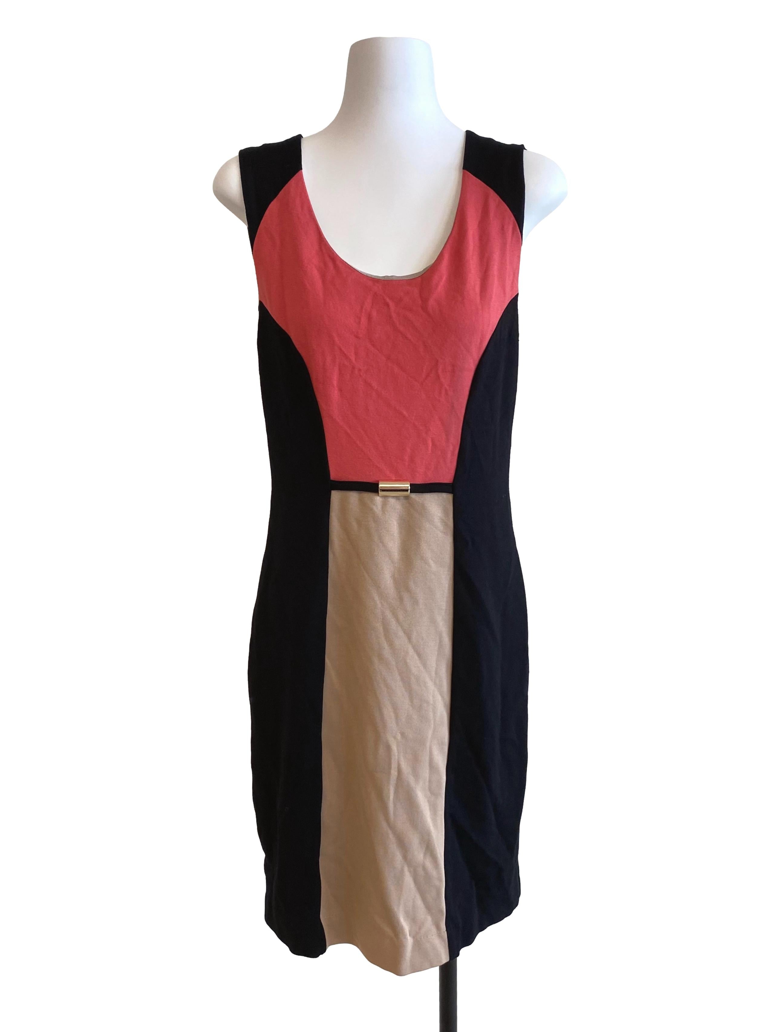Black Colour-block Scoop Sleeveless Dress