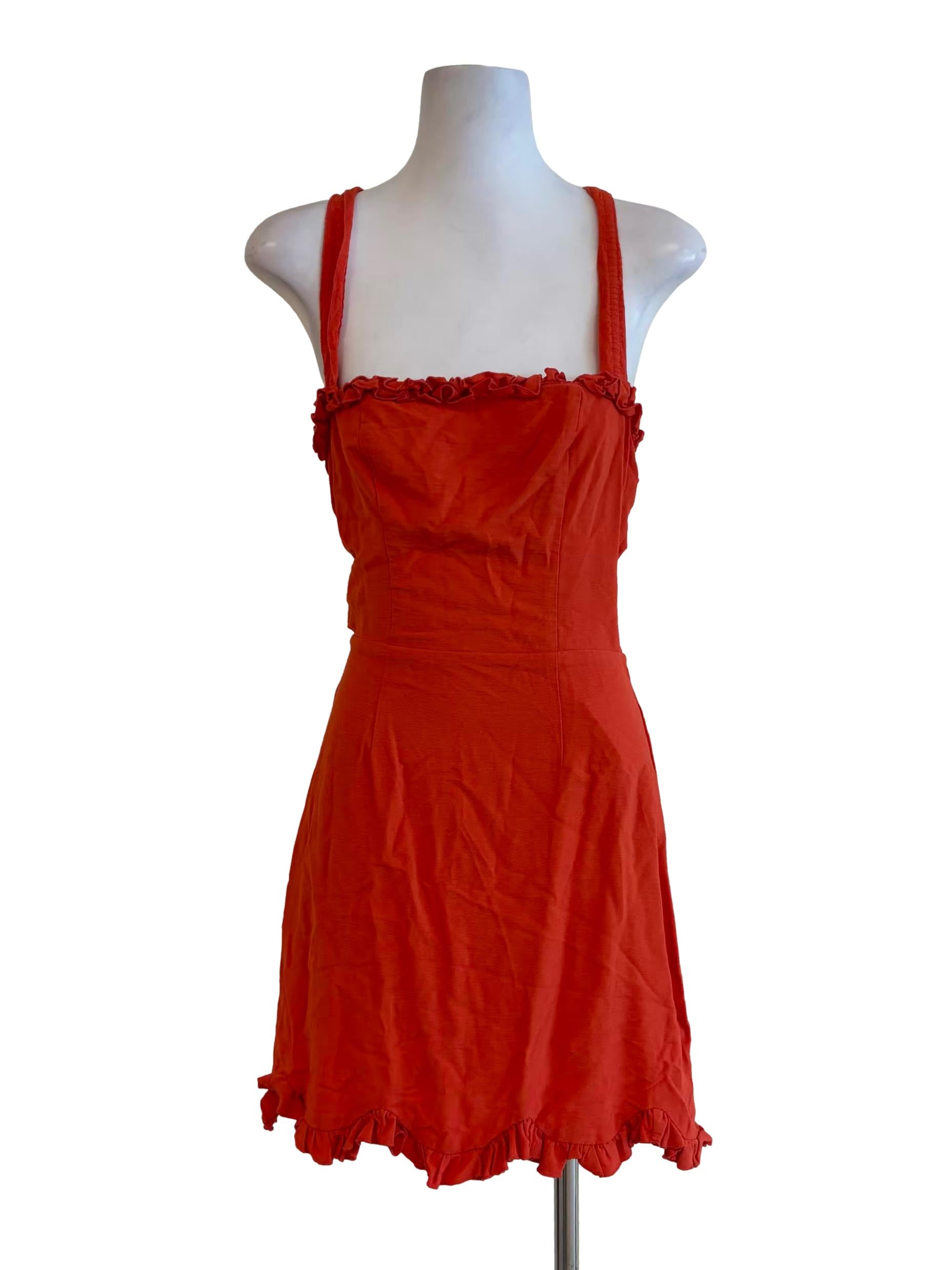 Scarlet Orange Back Tie Mini Dress