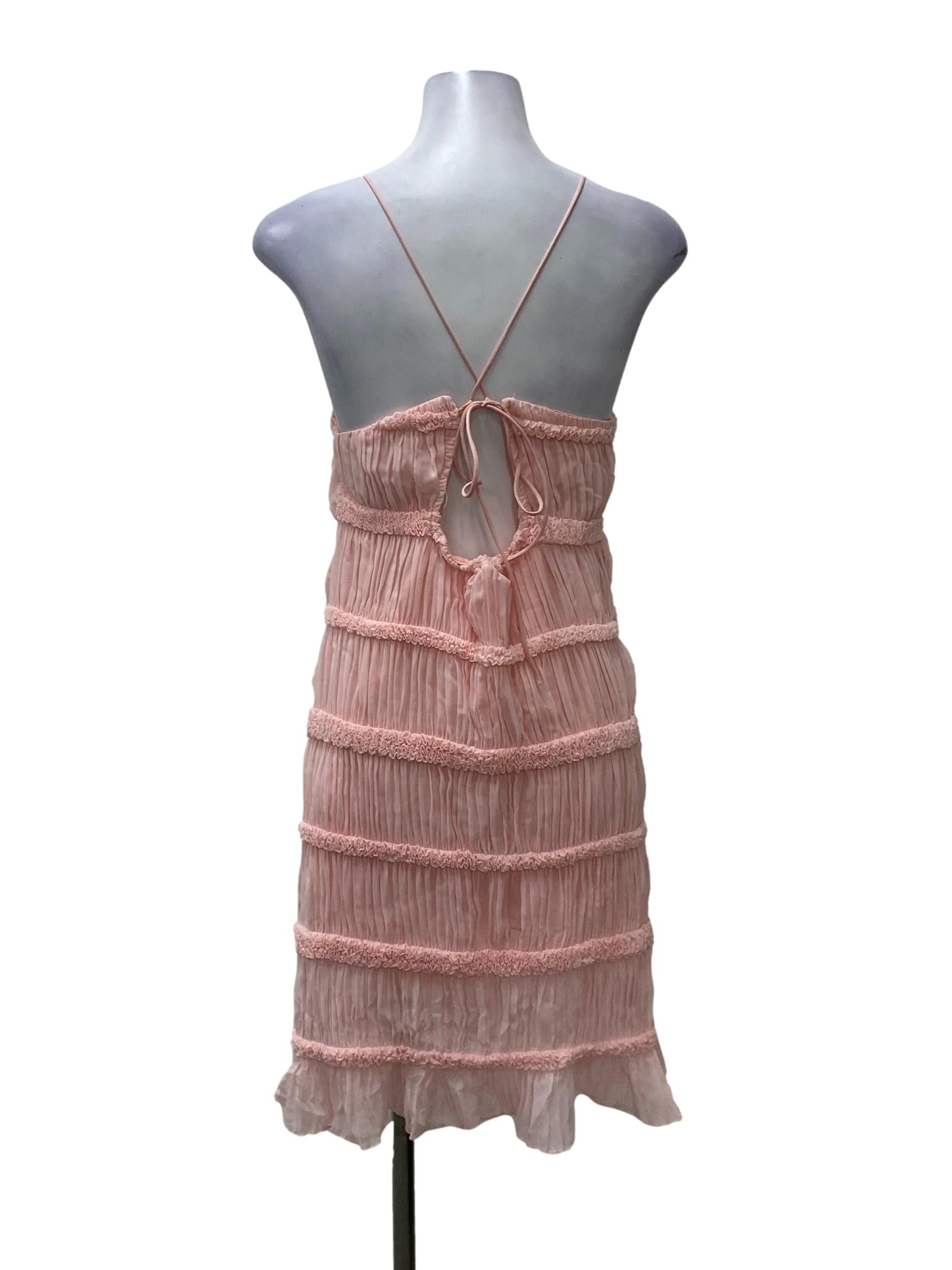 Baby Pink Strap Backless Dress