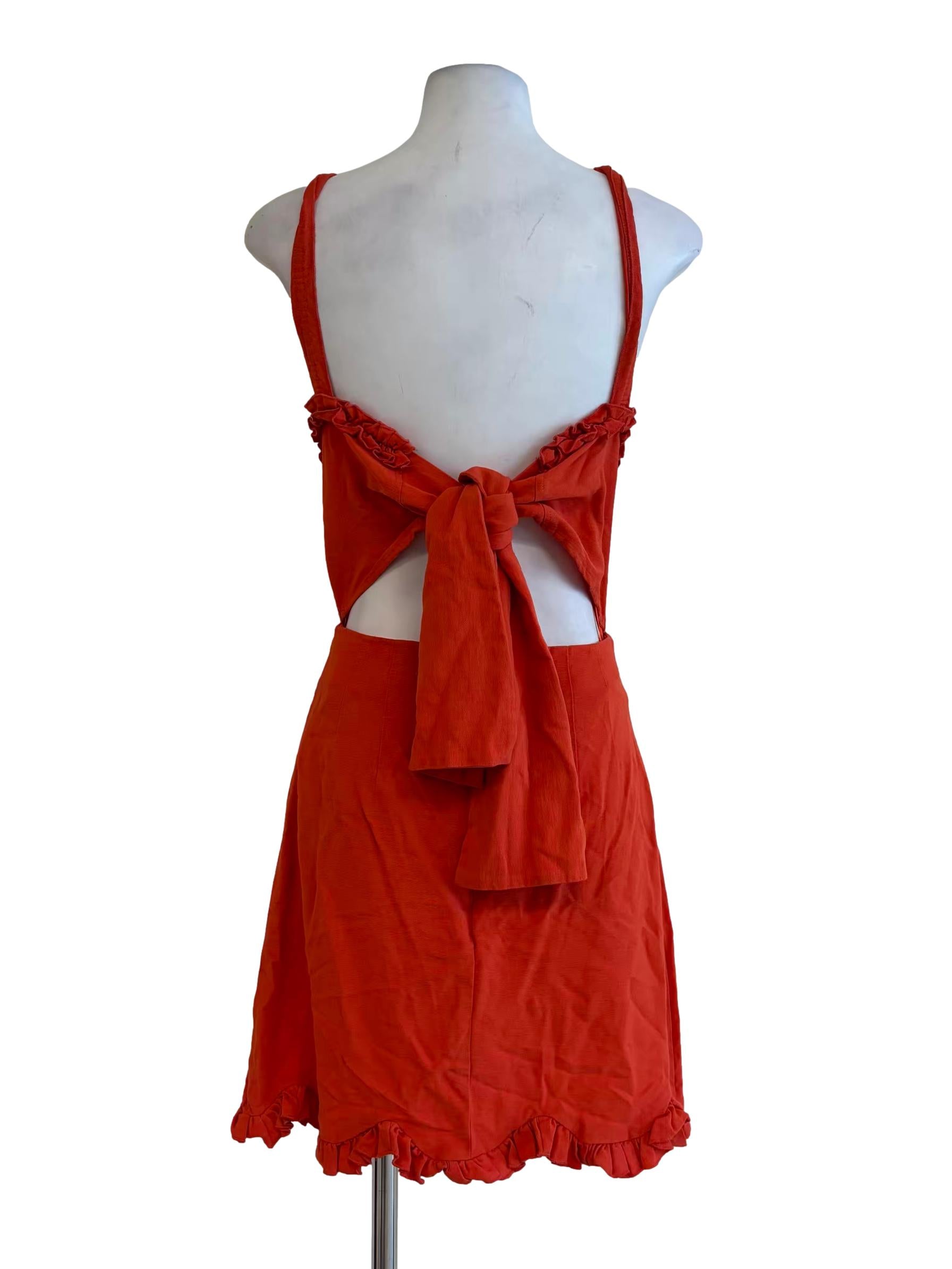 Scarlet Orange Back Tie Mini Dress