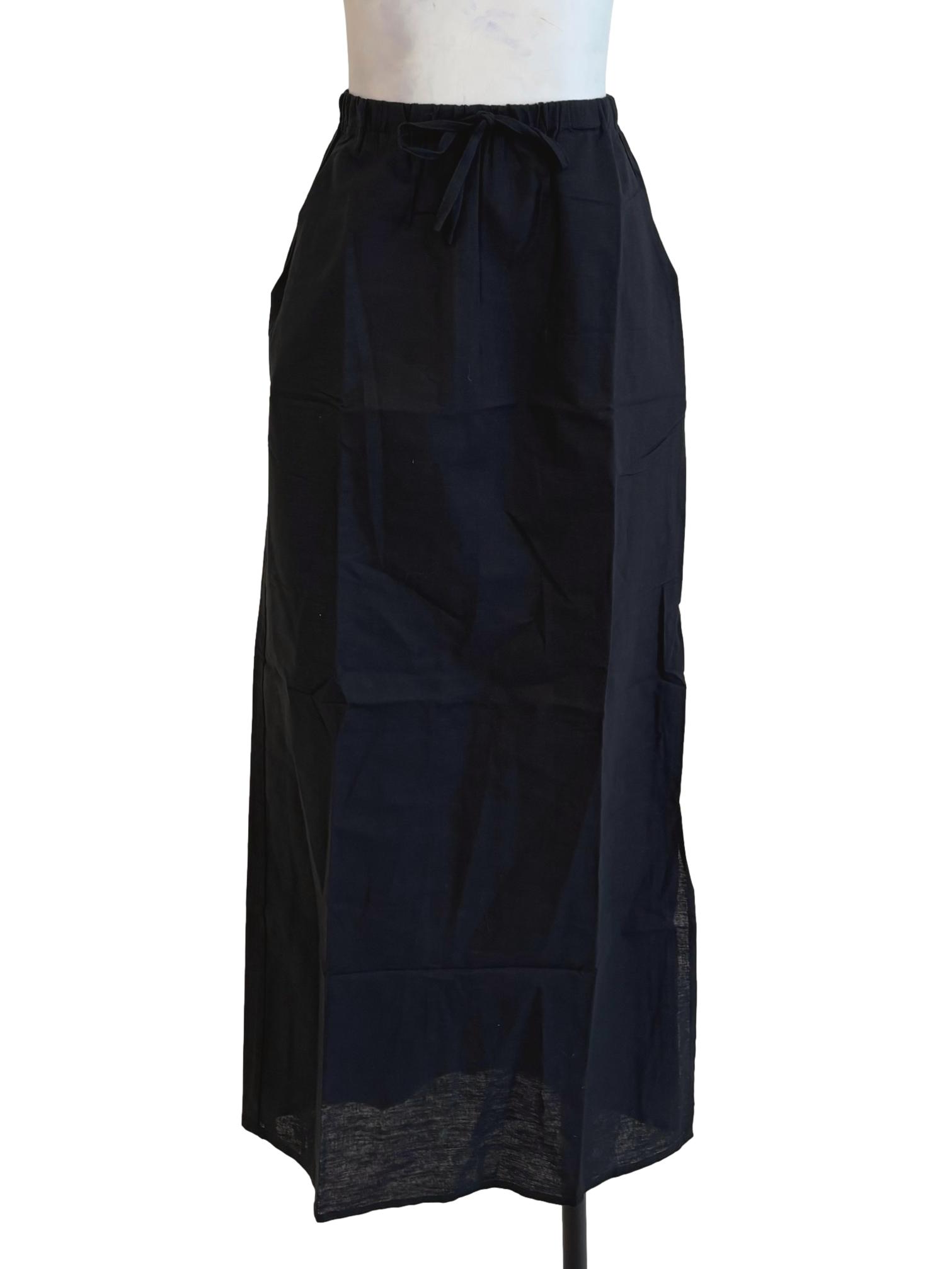 Black Jaden Linen Drawstring Maxi Skirt