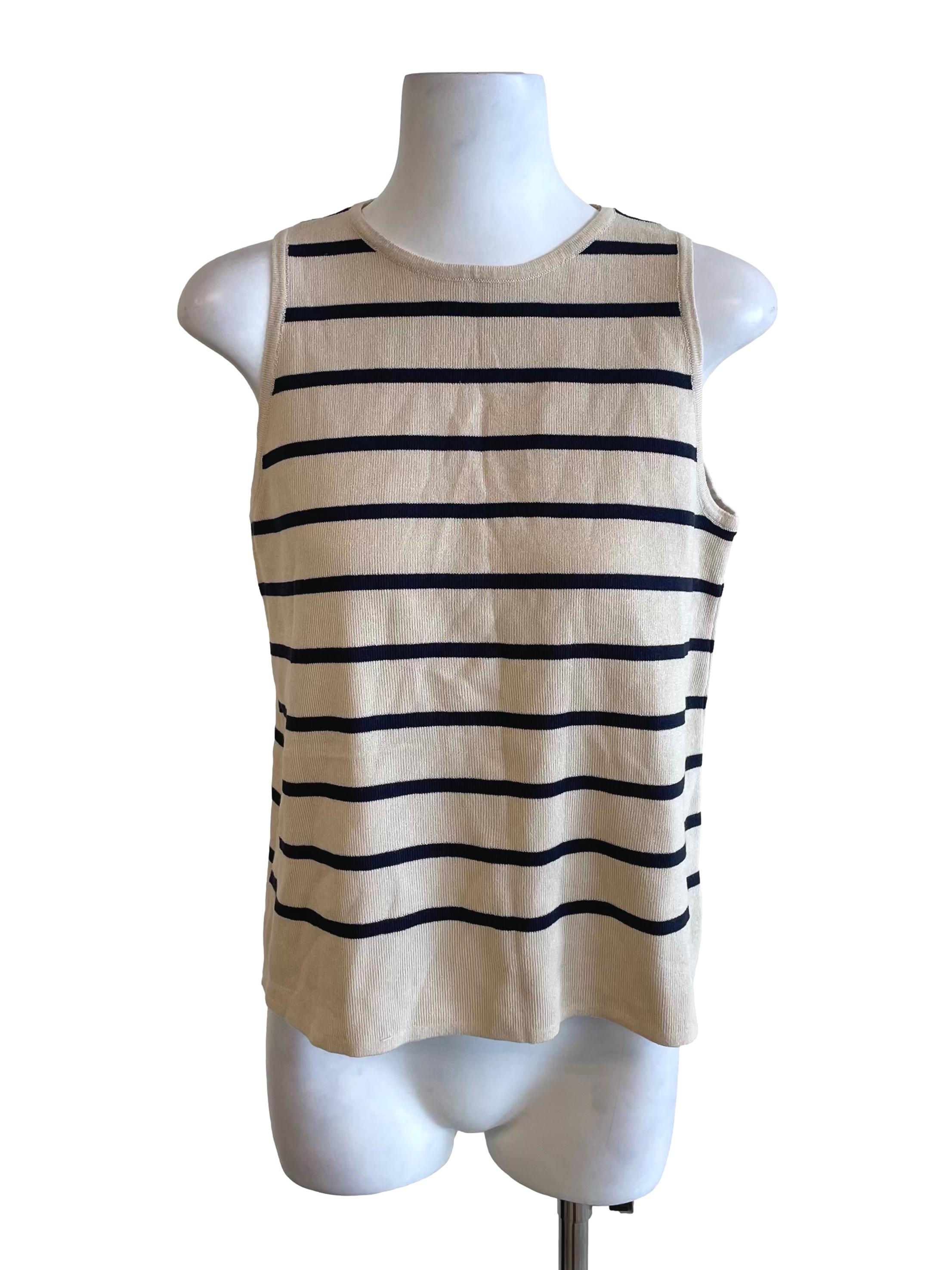 Parchment Bengal Stripe A-Line Knit Top