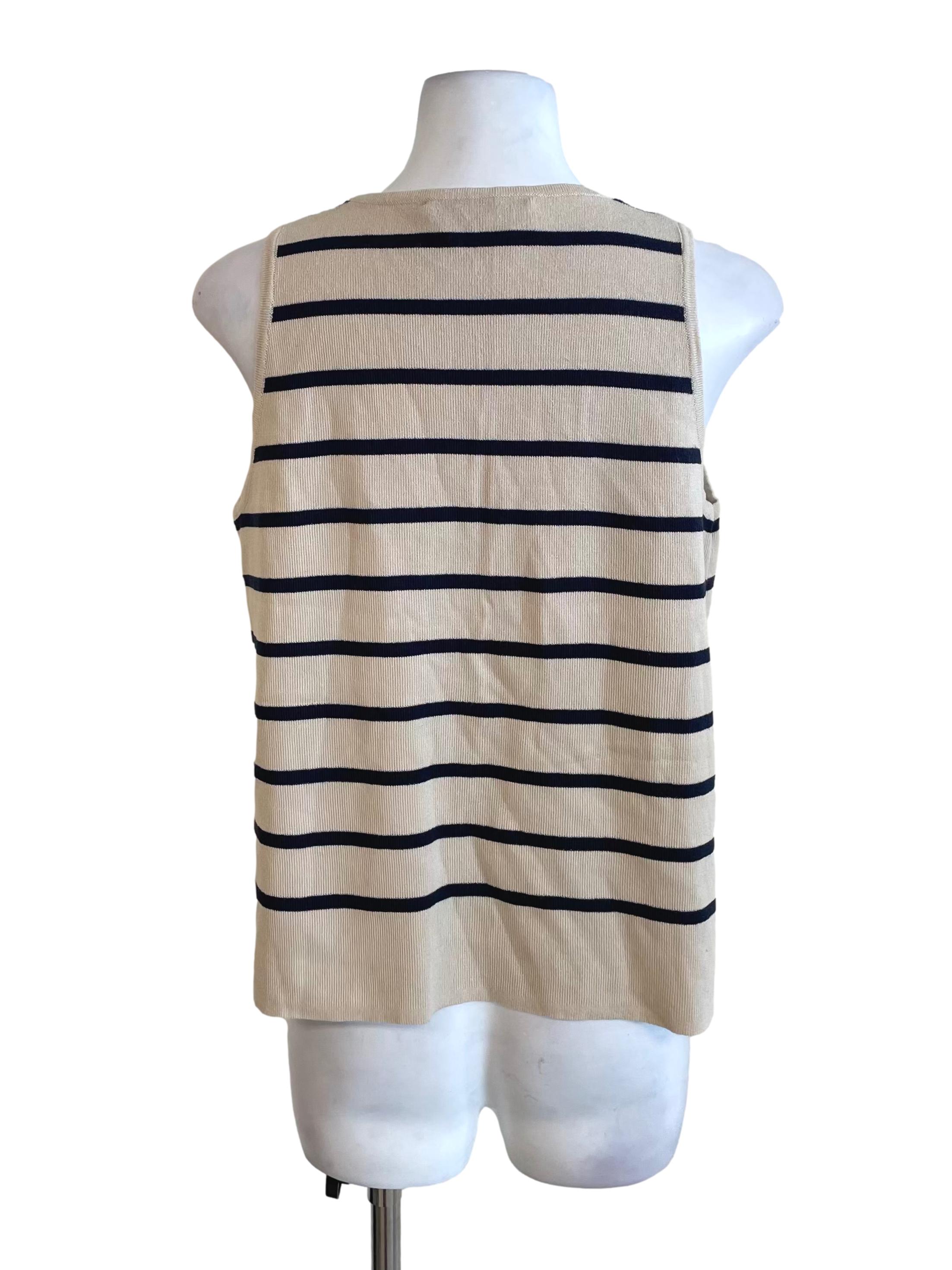 Parchment Bengal Stripe A-Line Knit Top